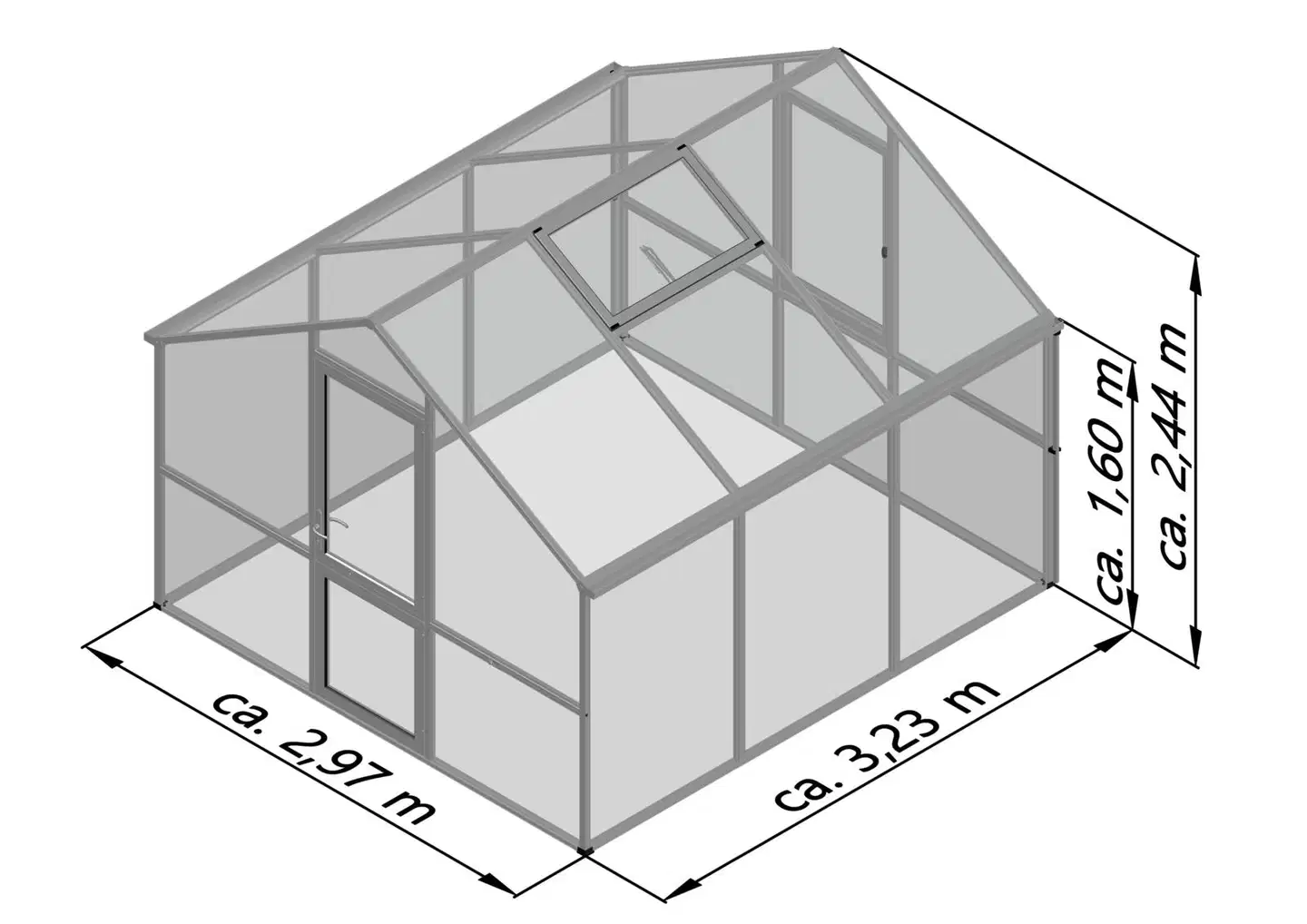 Kreative Gartentechnik kasvihuone Nelke III 9,59 m2 antrasiitinharmaa - 2