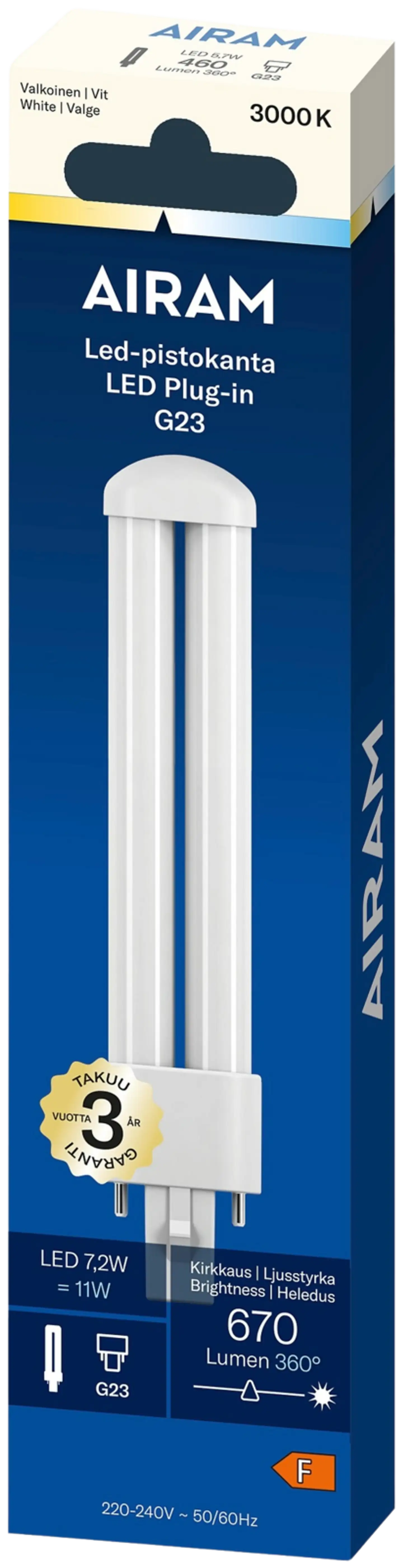 Airam Led pistokanta TC-S opaali 7,2W G23 670lm 3000K, box - 2