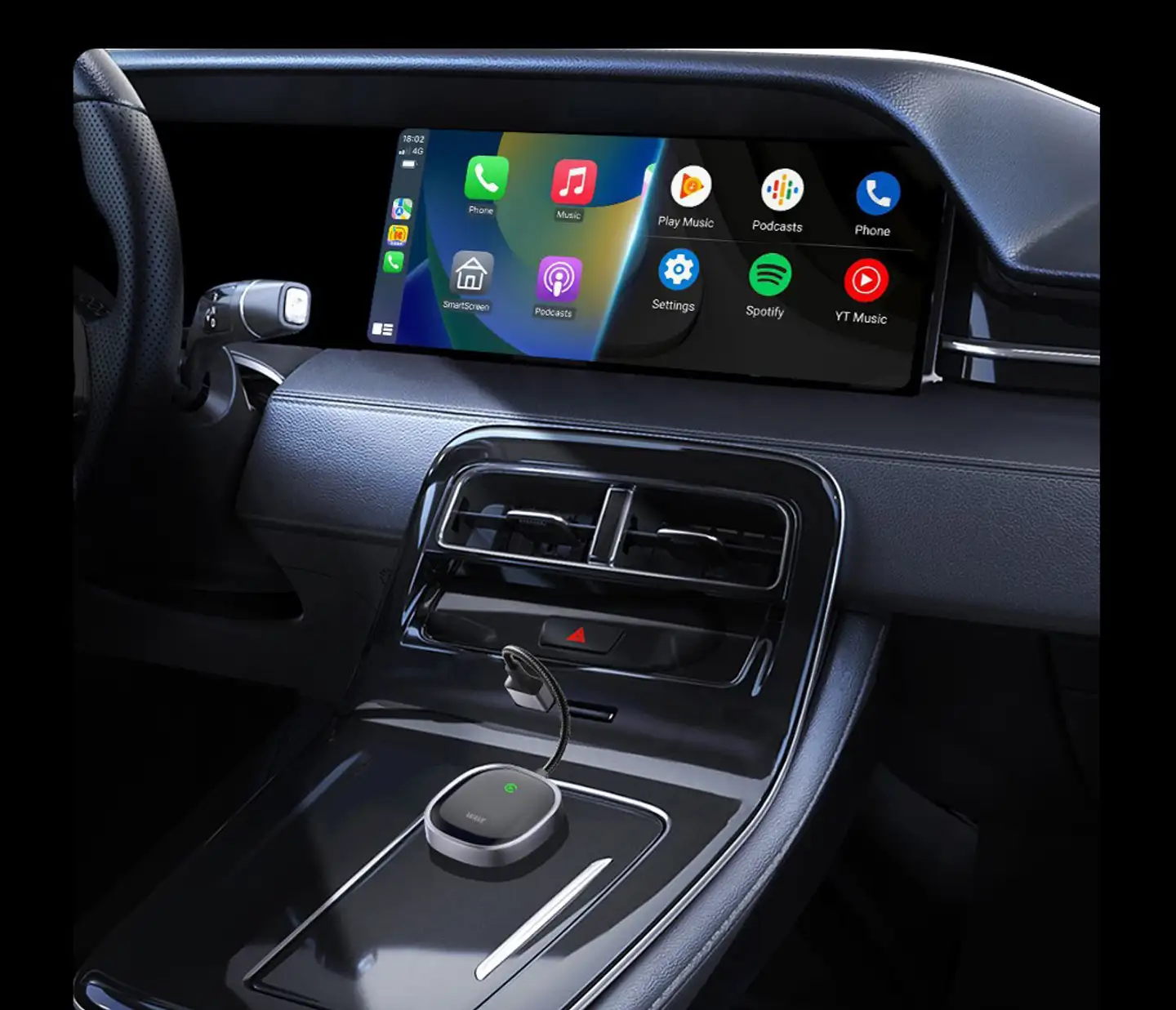 Wave CarPlay & Android Auto sovitin, Musta/Hopea - 4