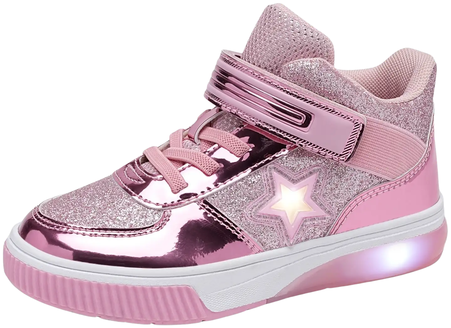 Dinsko lasten vilkkulenkkarit Jona Blink Star - Pink glitter - 2