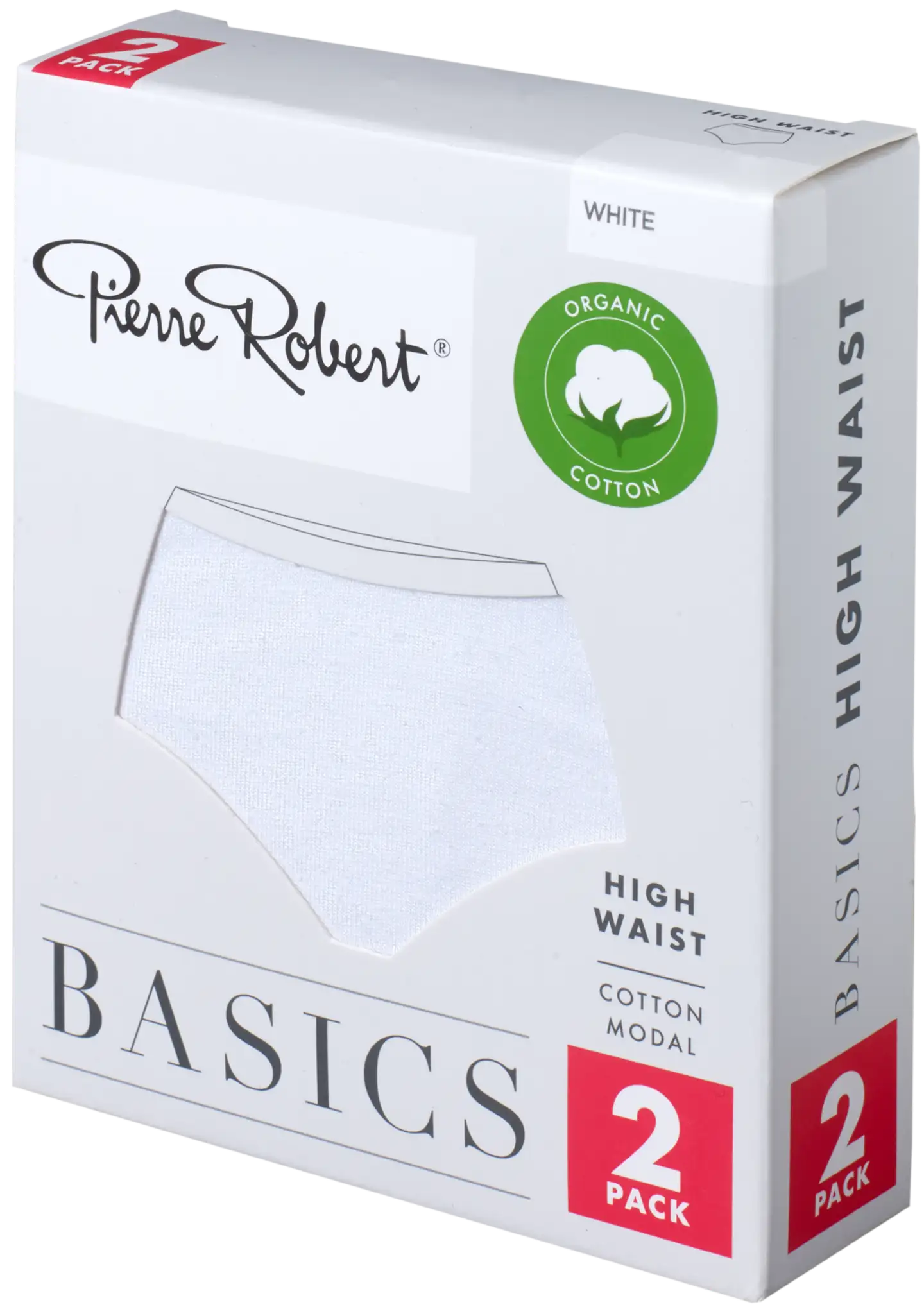 Pierre Robert naisten alushousut Basics Maxi Highwaist 2-pack HA58 - WHITE - 2