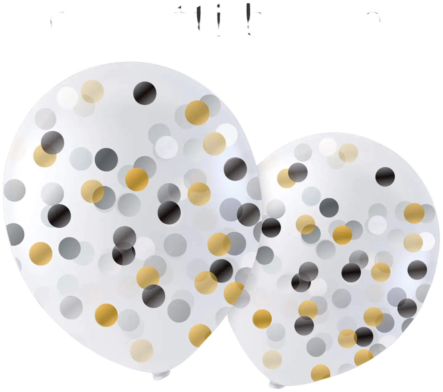 Happy Party Ilmapallot Konfetti 4 kpl/pkt, kulta-musta-hopea