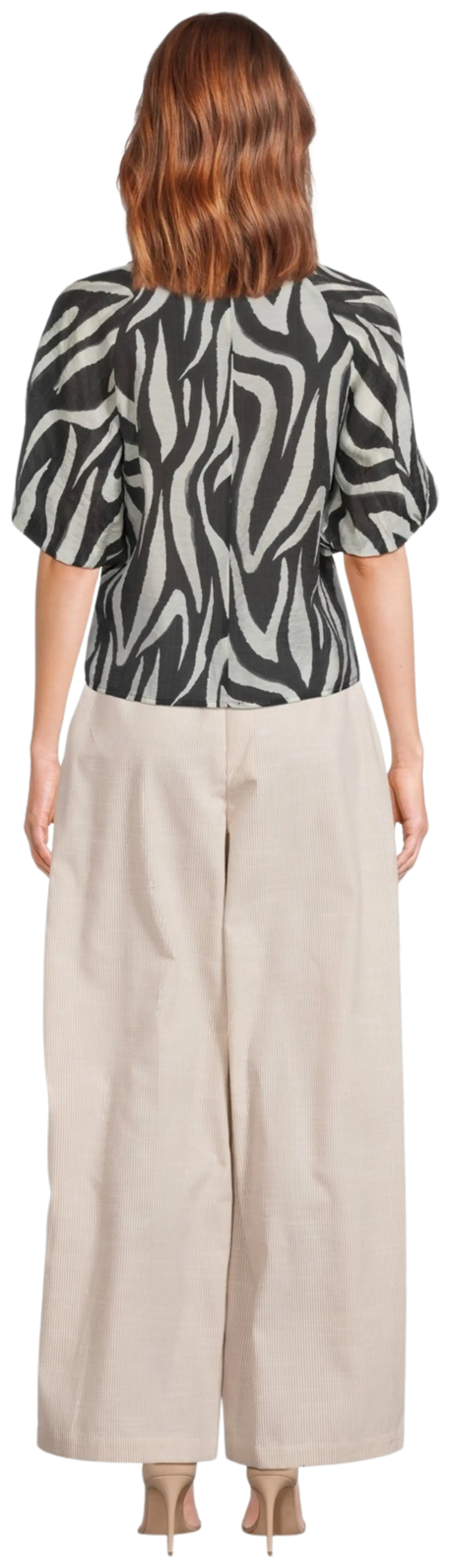 WKLY. naisten leveälahkeiset housut 222W090223 - Beige stripe - 3