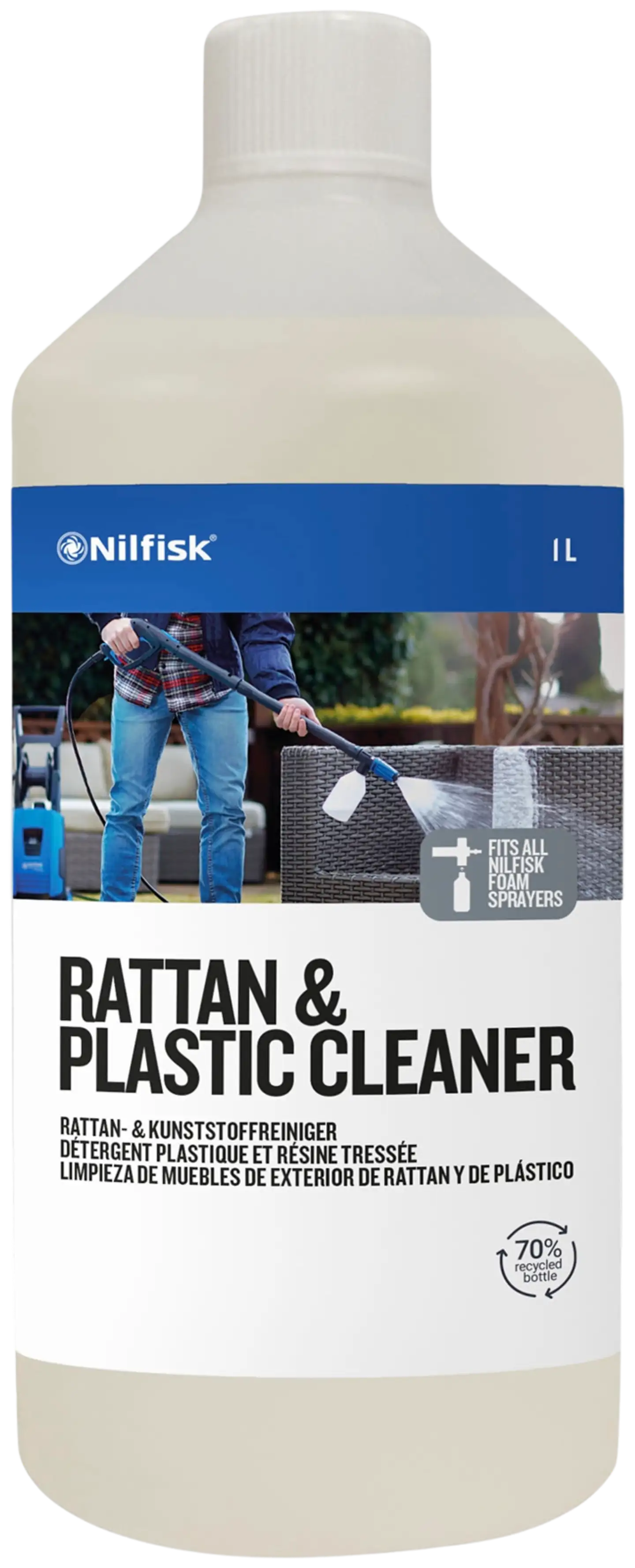 Muovi- ja polyrottinkipesuaine 1 L Nilfisk Rattan&Plastic Cleaner