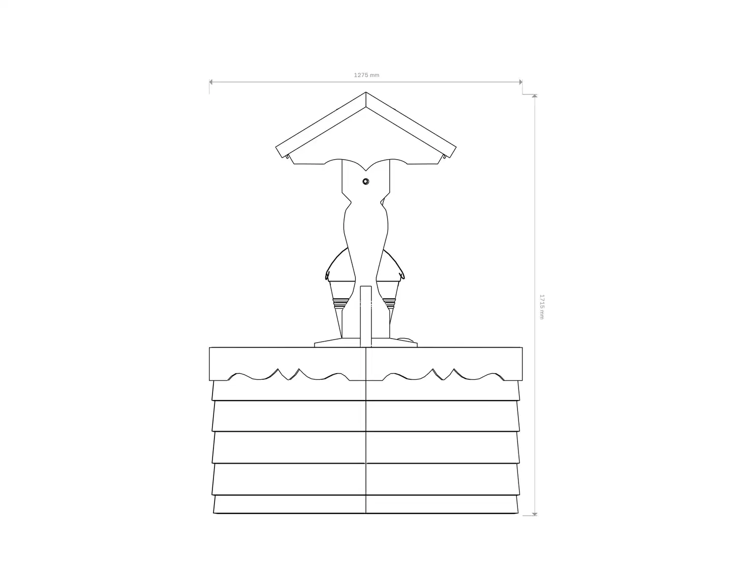 Pihakaivo puinen, mukana vinssi ja köysi. Sopii sisähalkaisijaltaan 120 cm oleville betonirenkaille - 2