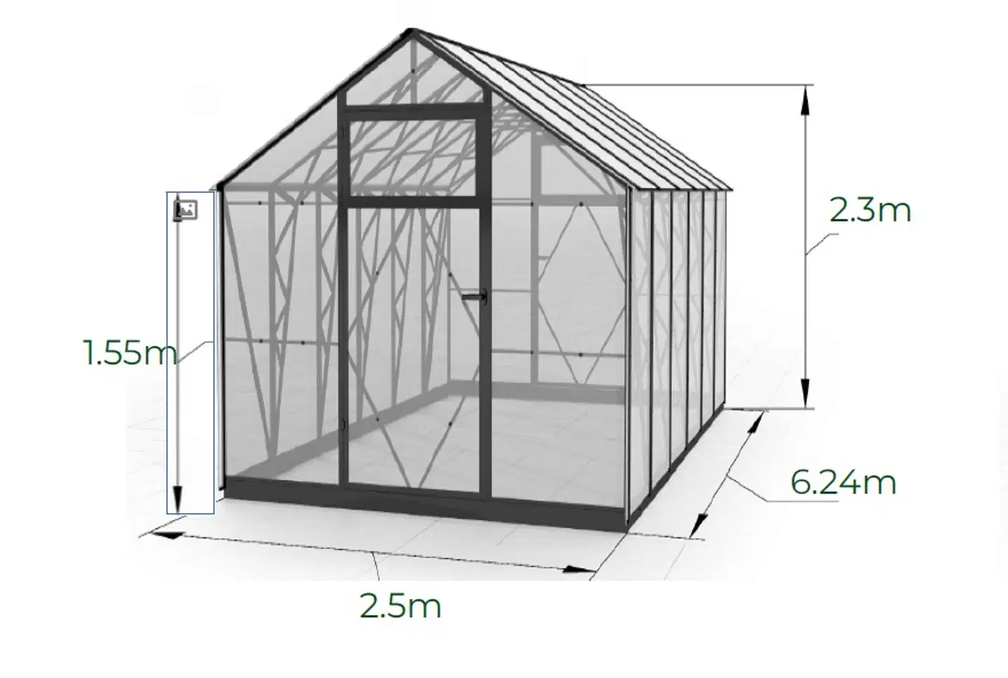 Ecoslider kasvihuone 2.5 X 6.24 - 5