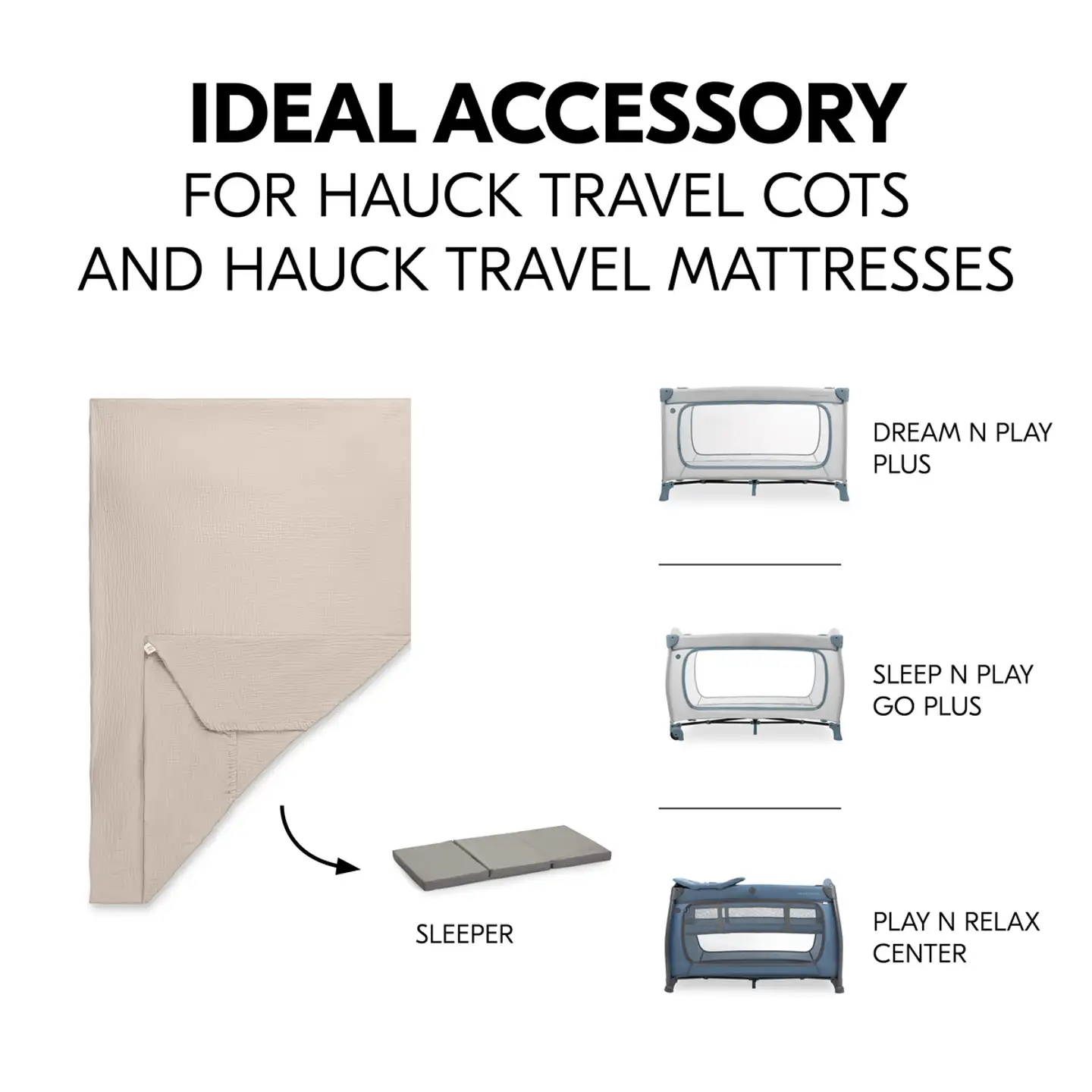 Hauck lakana matkasänkyyn Travel 60x120 cm beige - 6
