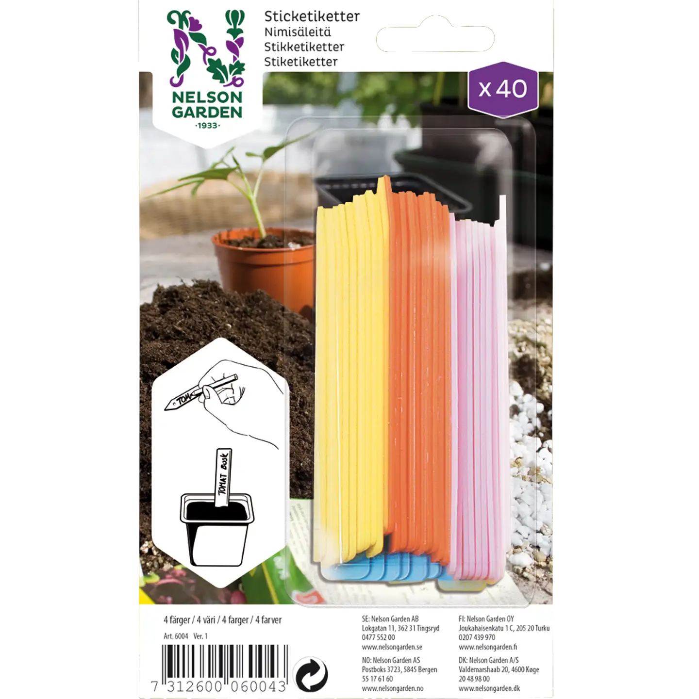 Nelson Garden Nimikyltti Colour, 40 Kpl