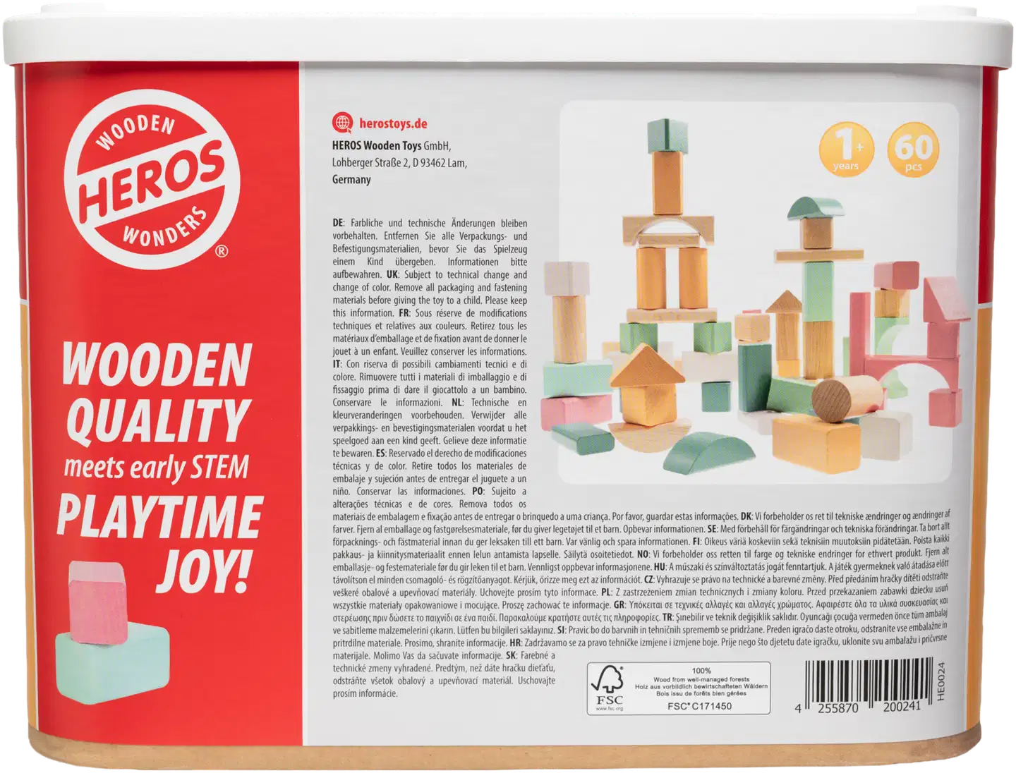 Heros Rakennussarja Soft Neutrals Puiset palikat 60 osaa - 4