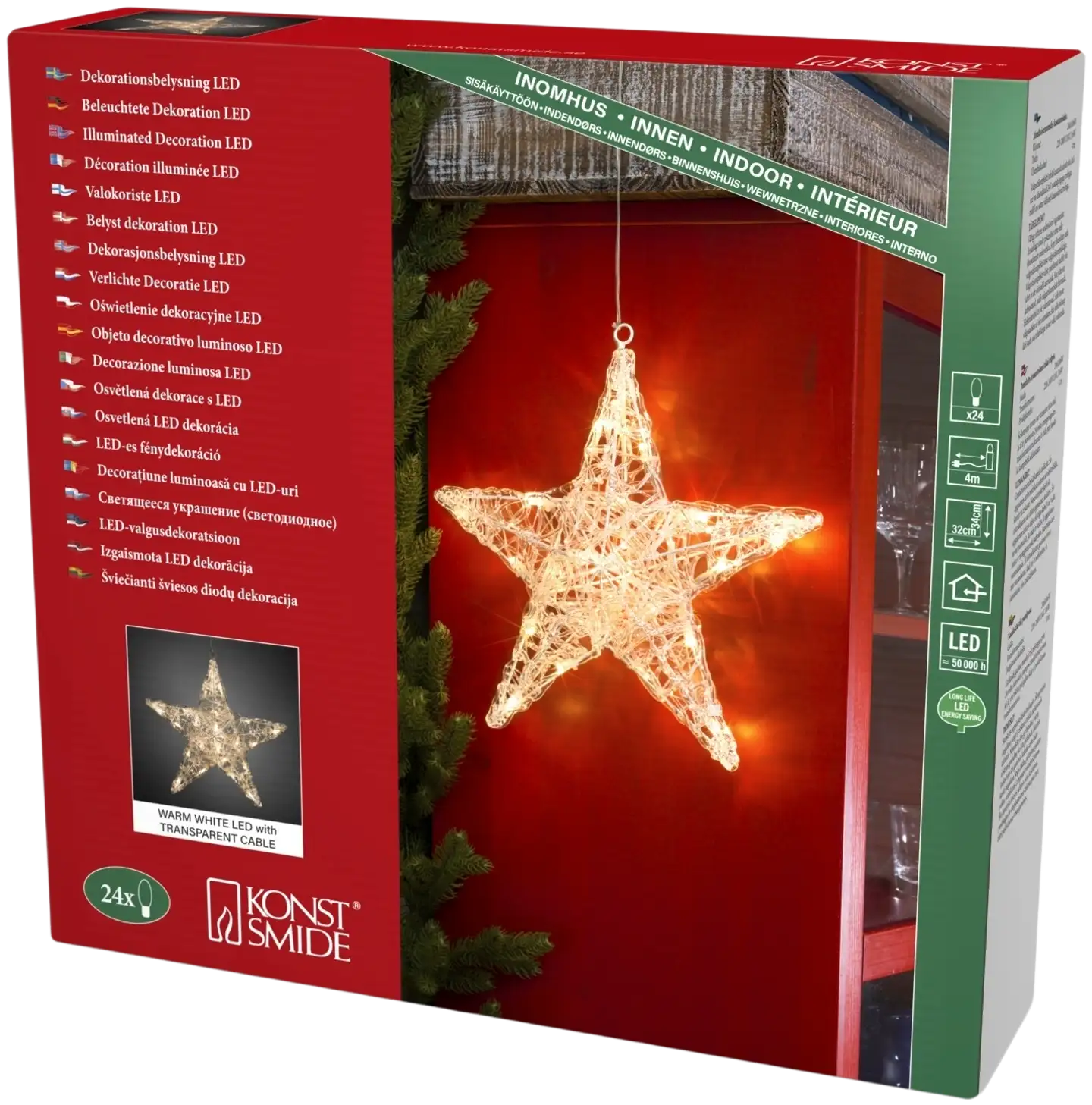 Konstsmide akryylitähti 32 cm 24 LED lämminvalkoinen - 3