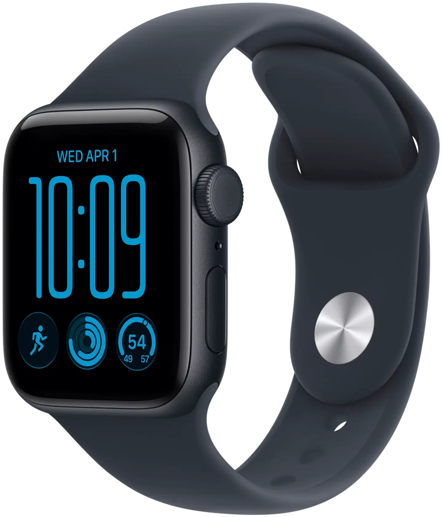Apple Watch SE 3 GPS 44 mm:n keskiyön värinen alumiinikuori ja laivastonsininen urheiluranneke - M/L - MJL94QN/A - 2