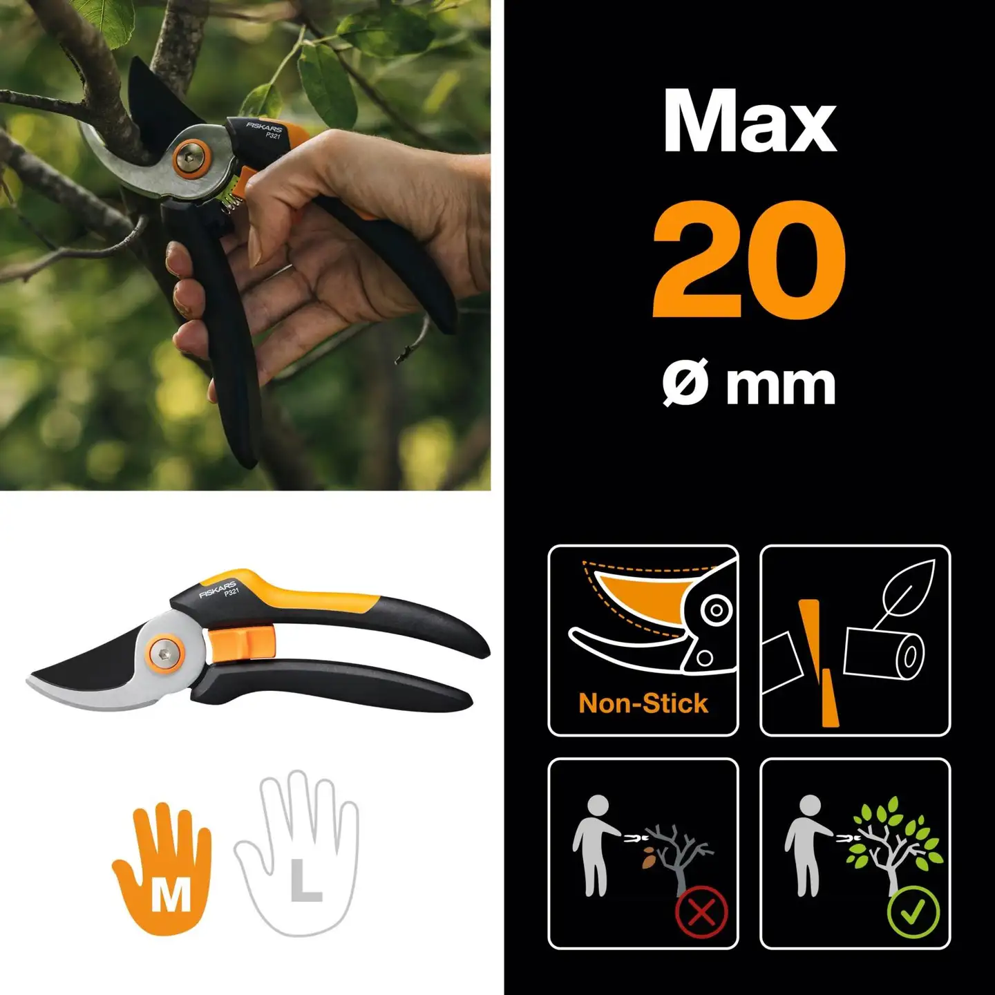 Fiskars Solid oksasakset ohileikkaavat M P321 - 4