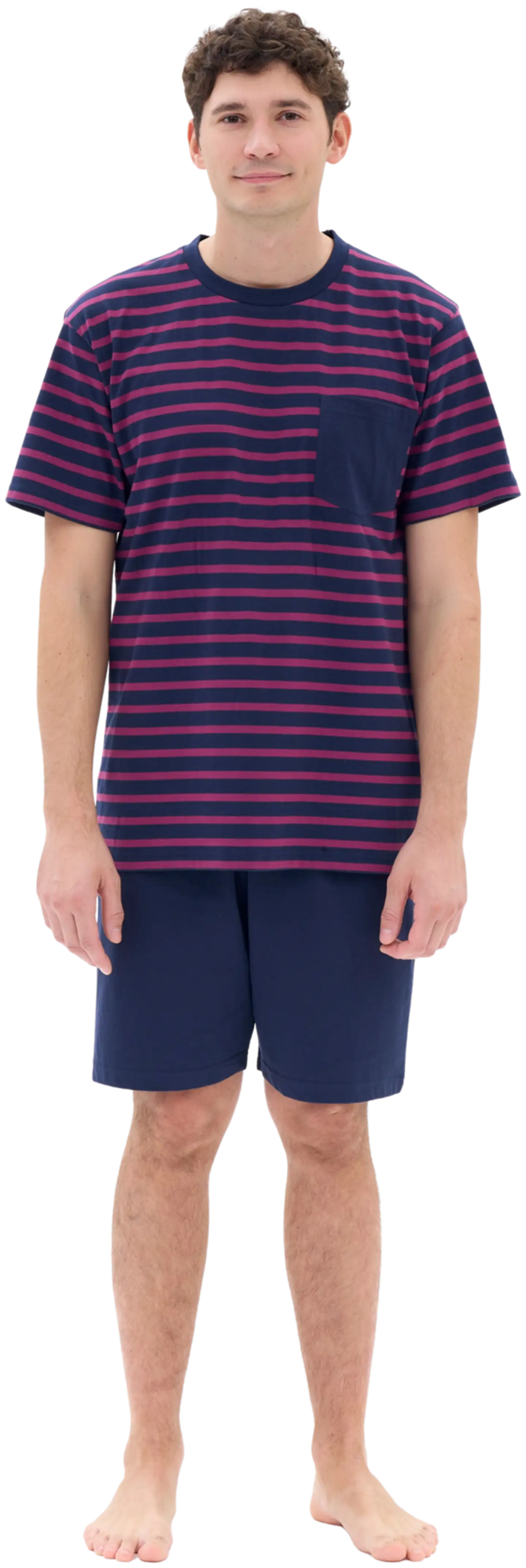 RATIA miesten shortsipyjama - t. sininen/viininpunainen - 3