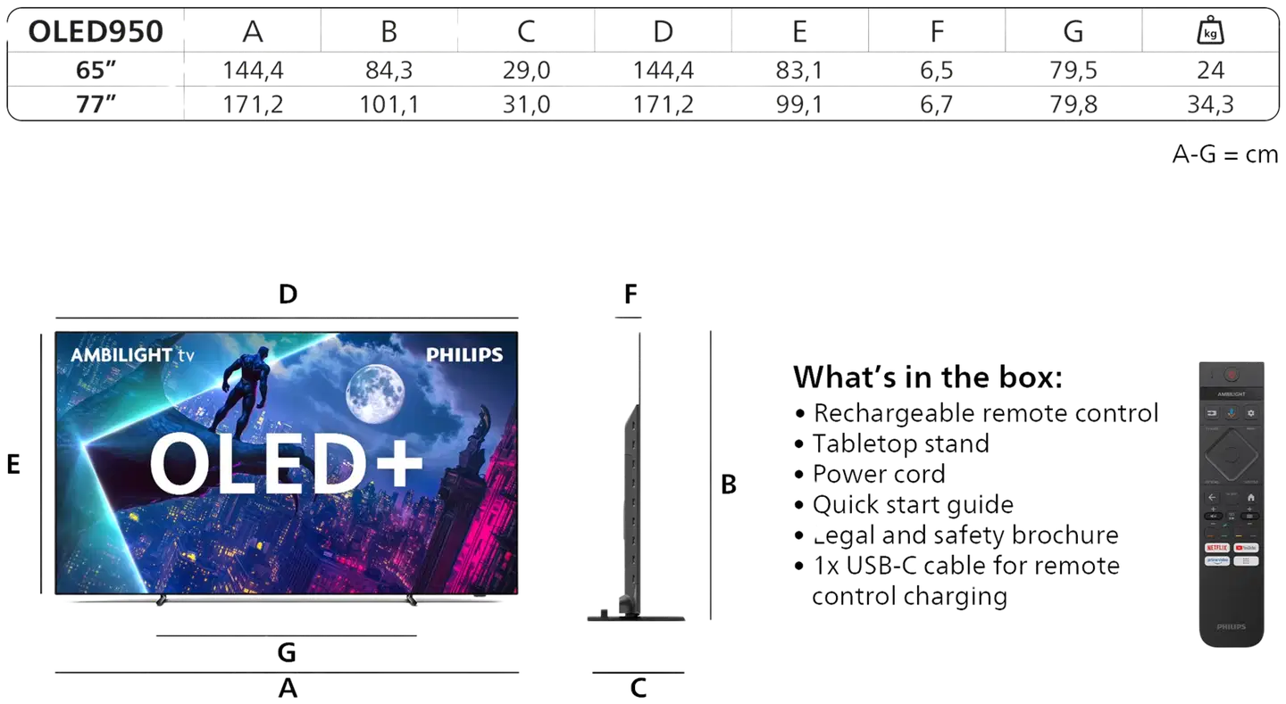 Philips 77" OLED950 4K OLED+ Ambilight Google TV - 3