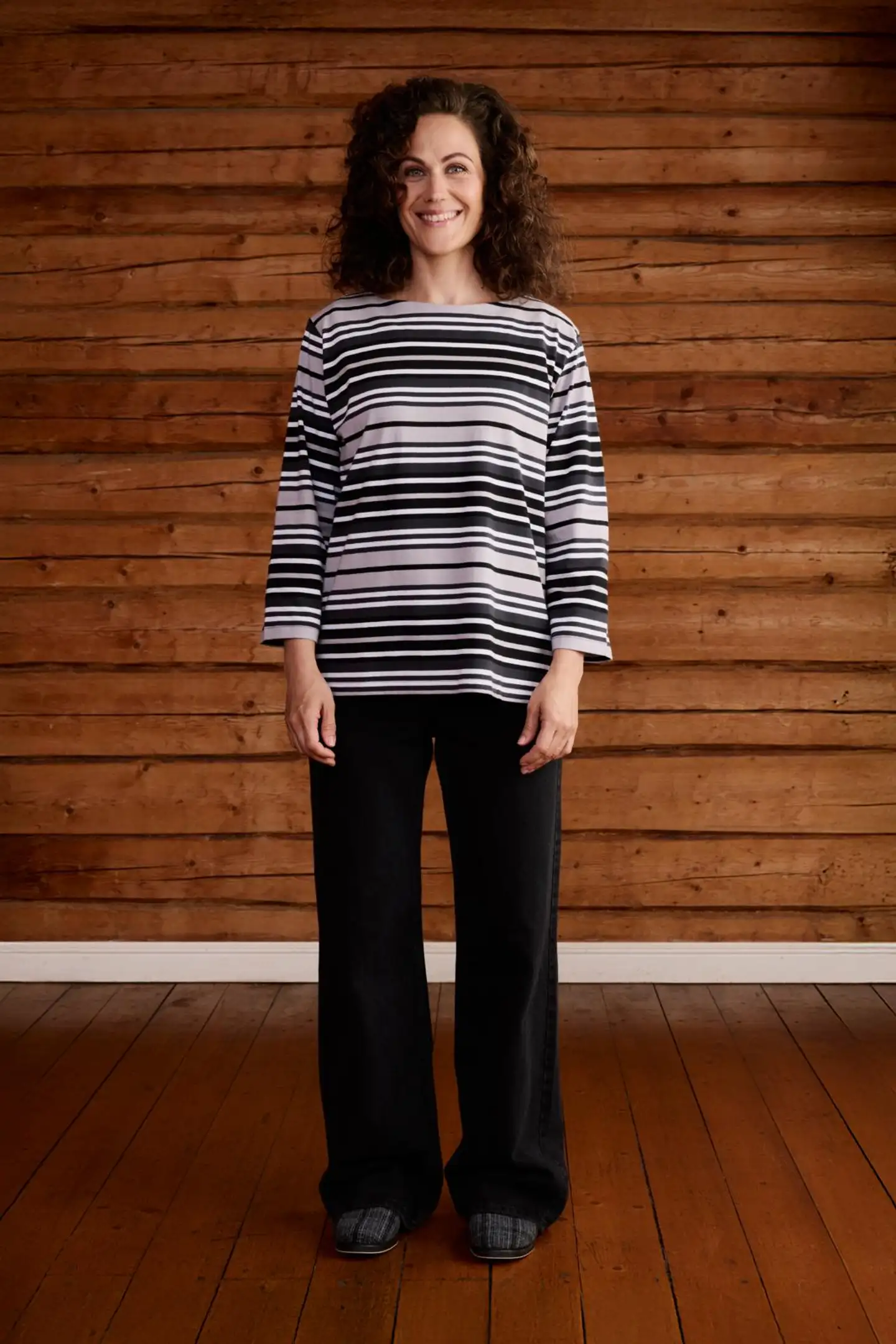 Reino&Aino naisten raitapusero - Grey stripe - 3