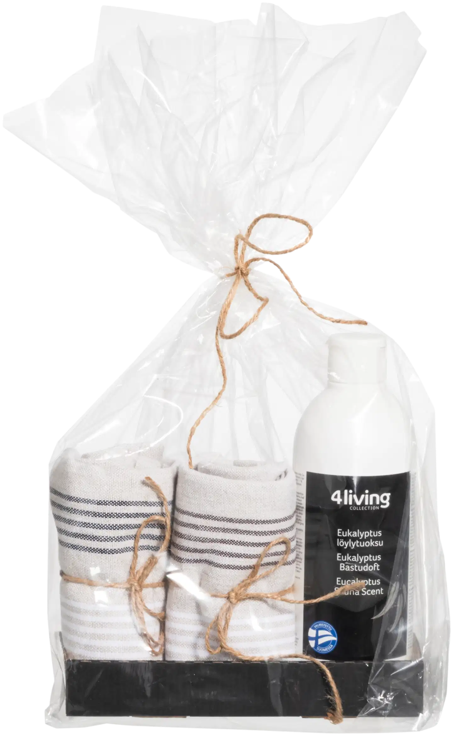 4Living lahjapakkaus tuoksu 500 ml & laudeliinat 60x50 cm 2kpl Eucalyptus setti