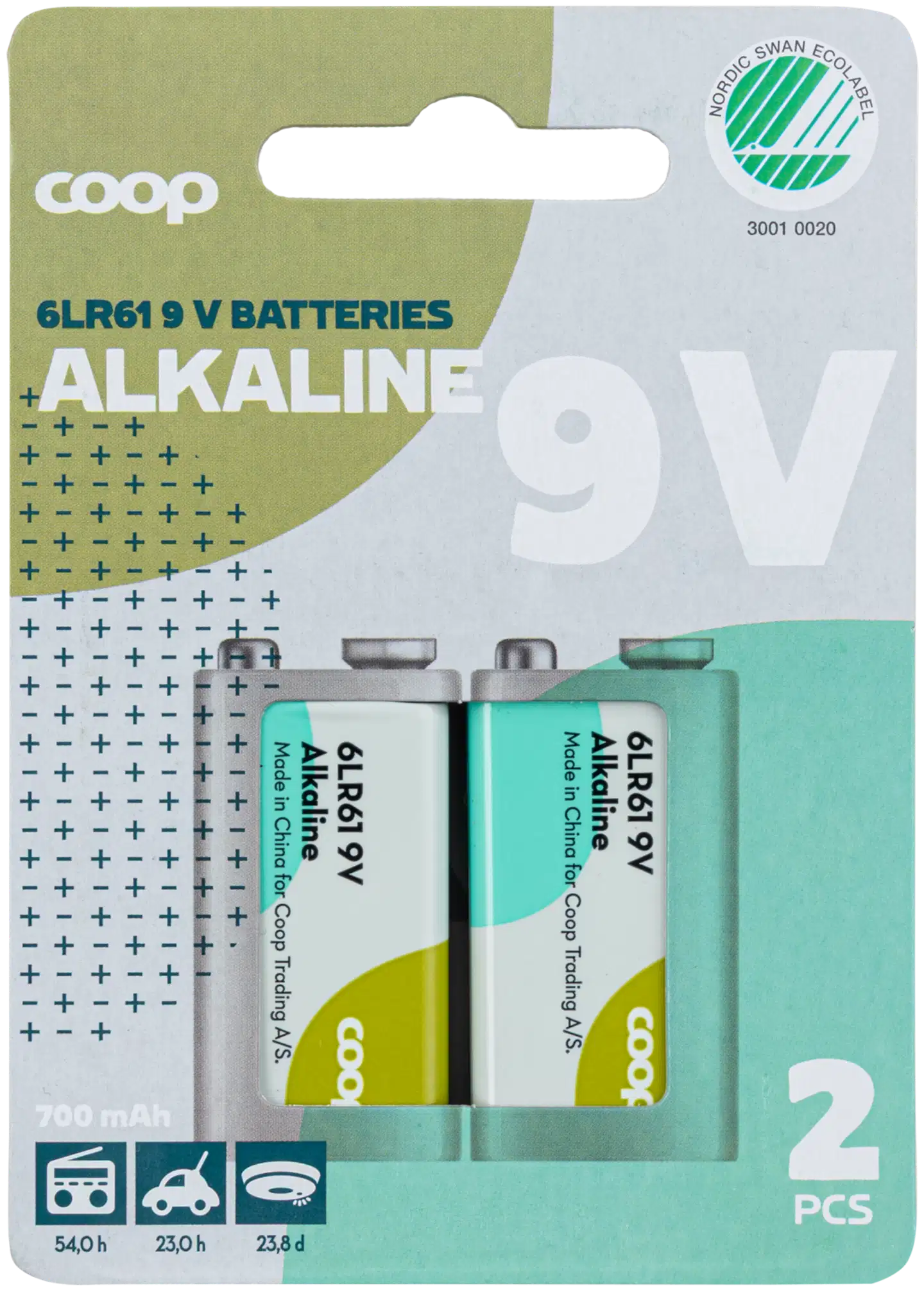 Coop alkaliparisto 9V/6LR61 2 kpl