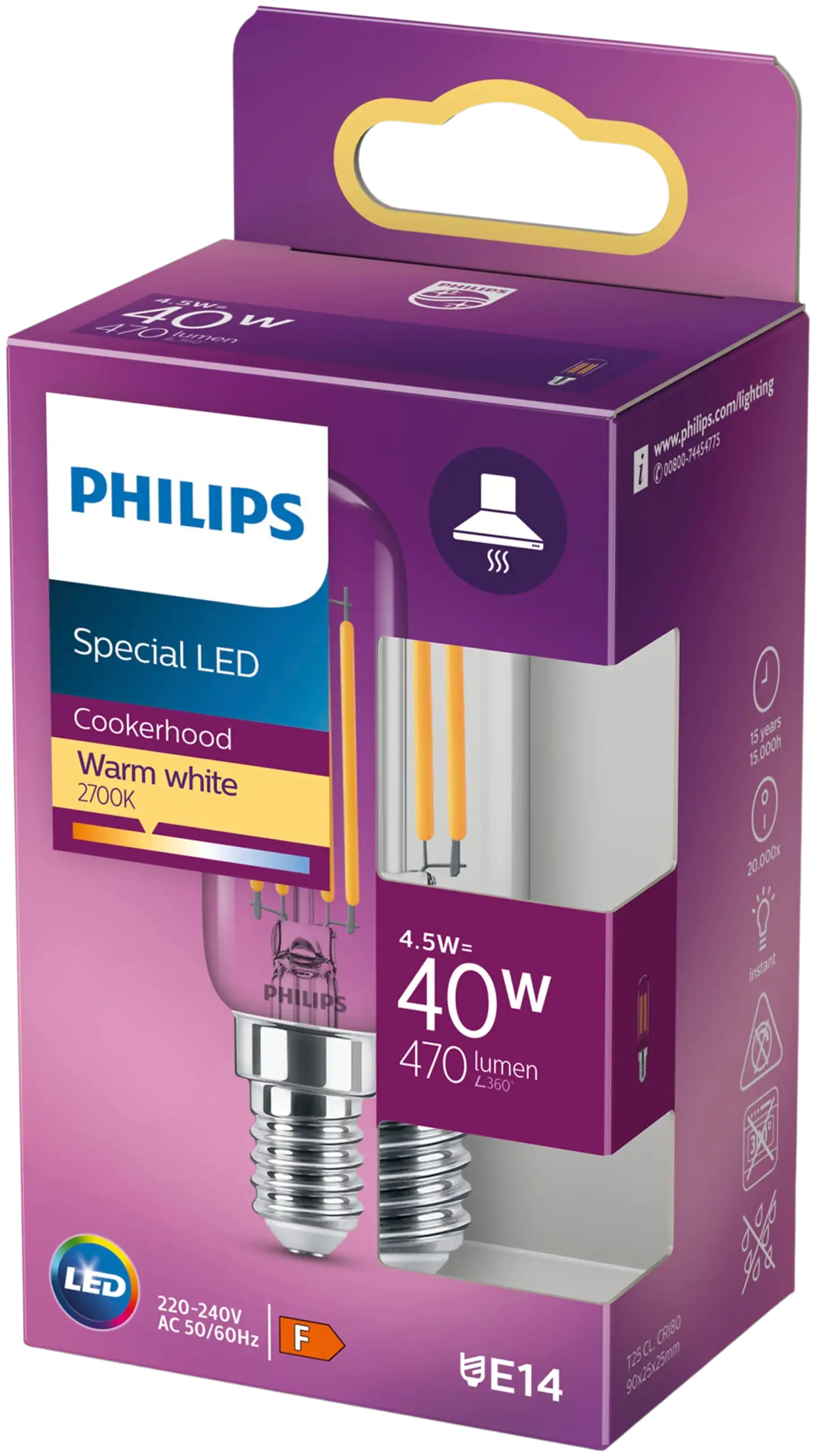 Philips LED lamppu 40W T25L E14 kirkas - 2