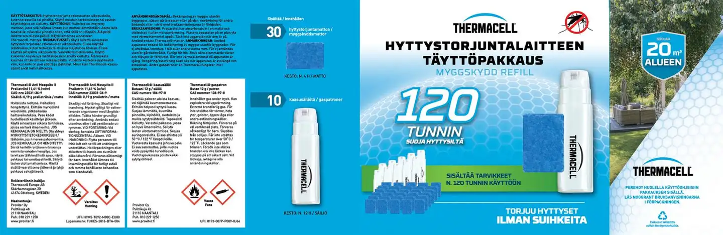 Thermacell-hyttystorjuntalaitteen täyttöpakkaus R-10 120h Mega-pakkaus - 3