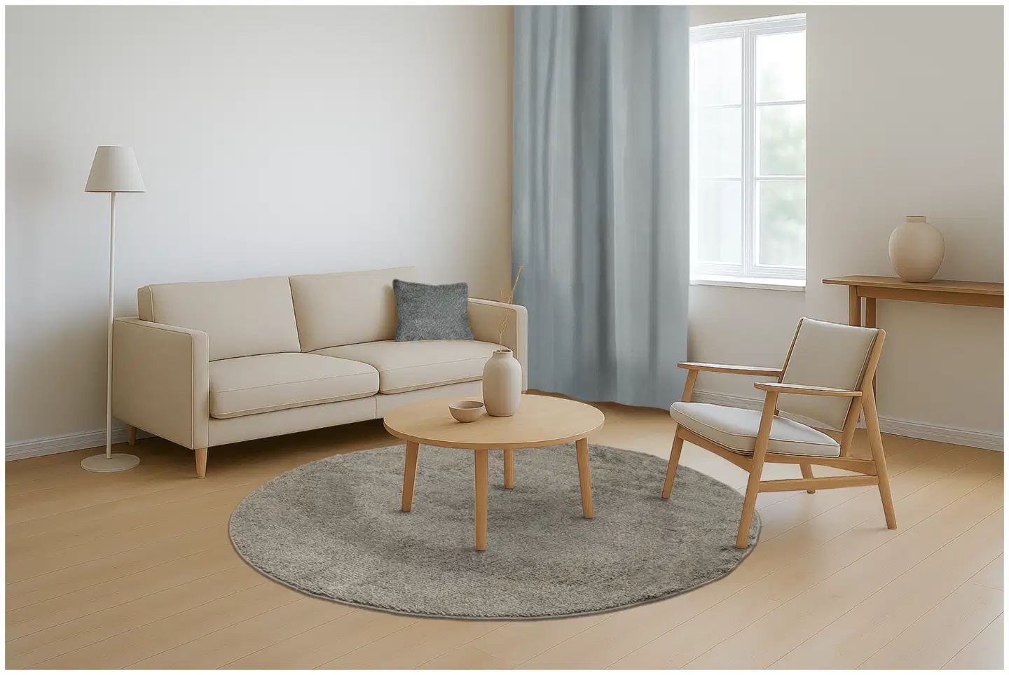 House nukkamatto Puffy pyöreä 130 cm vaaleanharmaa - 4