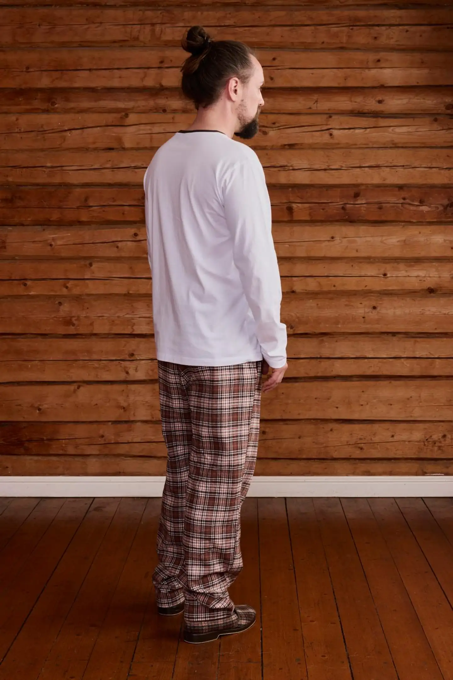 Reino&Aino miesten pyjama Reino - White/brown - 4