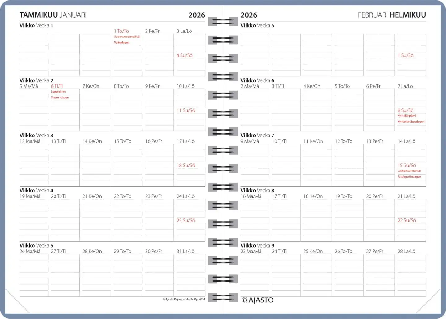 Ajasto pöytäkalenteri Anno, sininen - 3