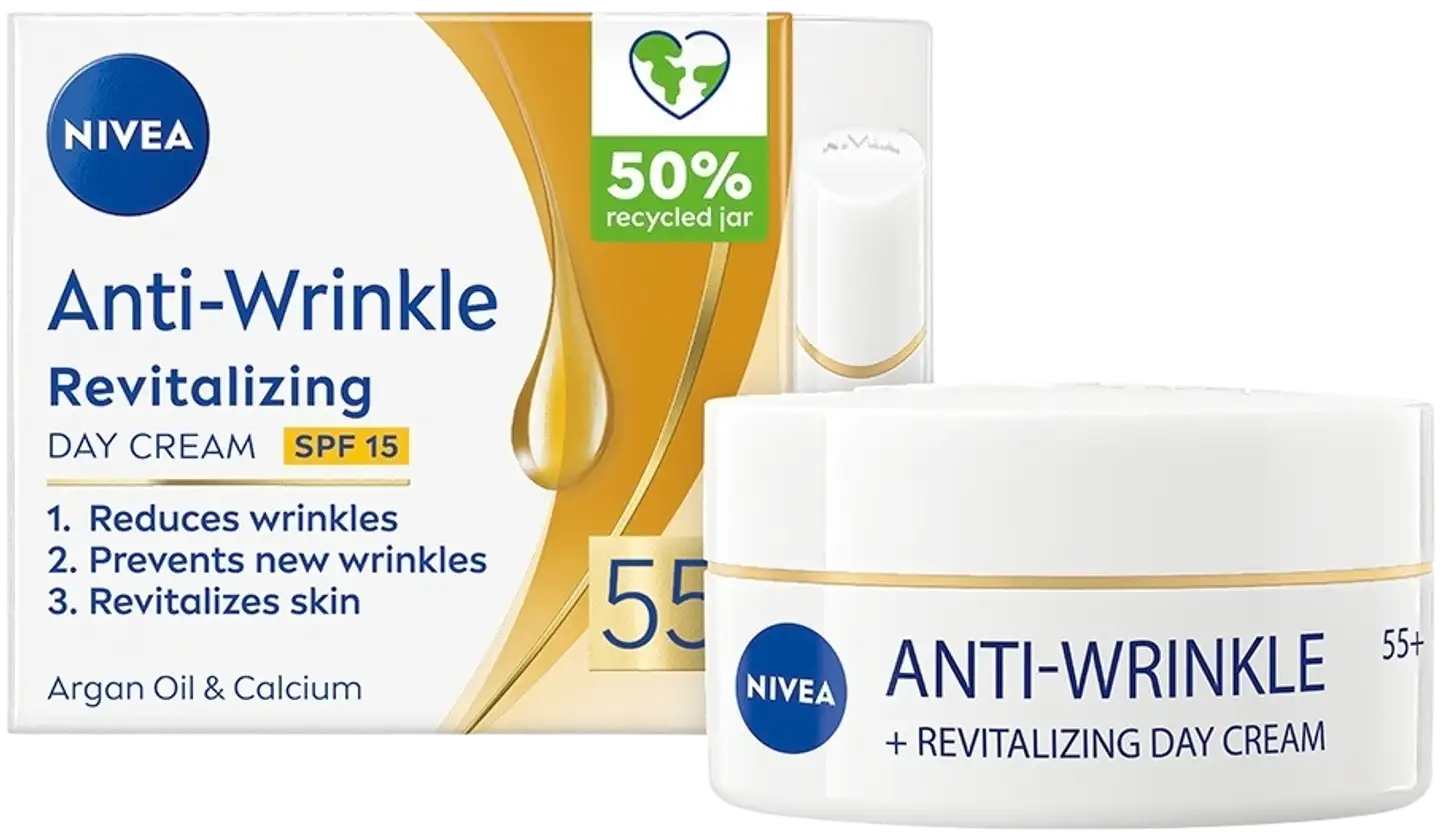 NIVEA 50ml Anti-Wrinkle + Revitalizing Day Care 55+ -päivävoide - 3