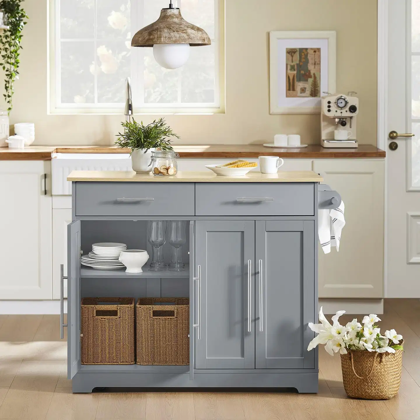 SoBuy keittiövaunu harmaa FKW129-HG - 4