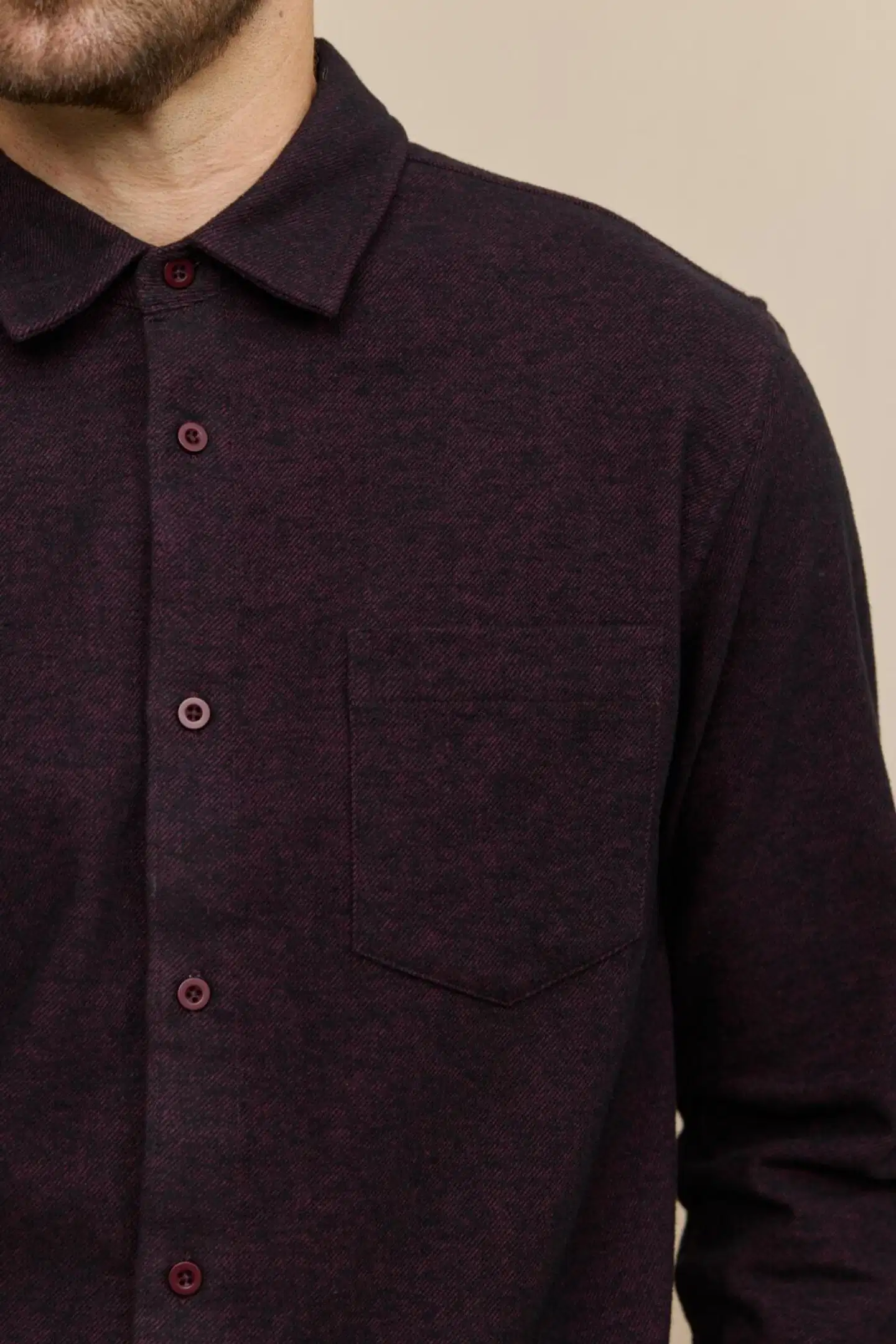 Finlayson miesten flanellipaita twill - Wine - 5