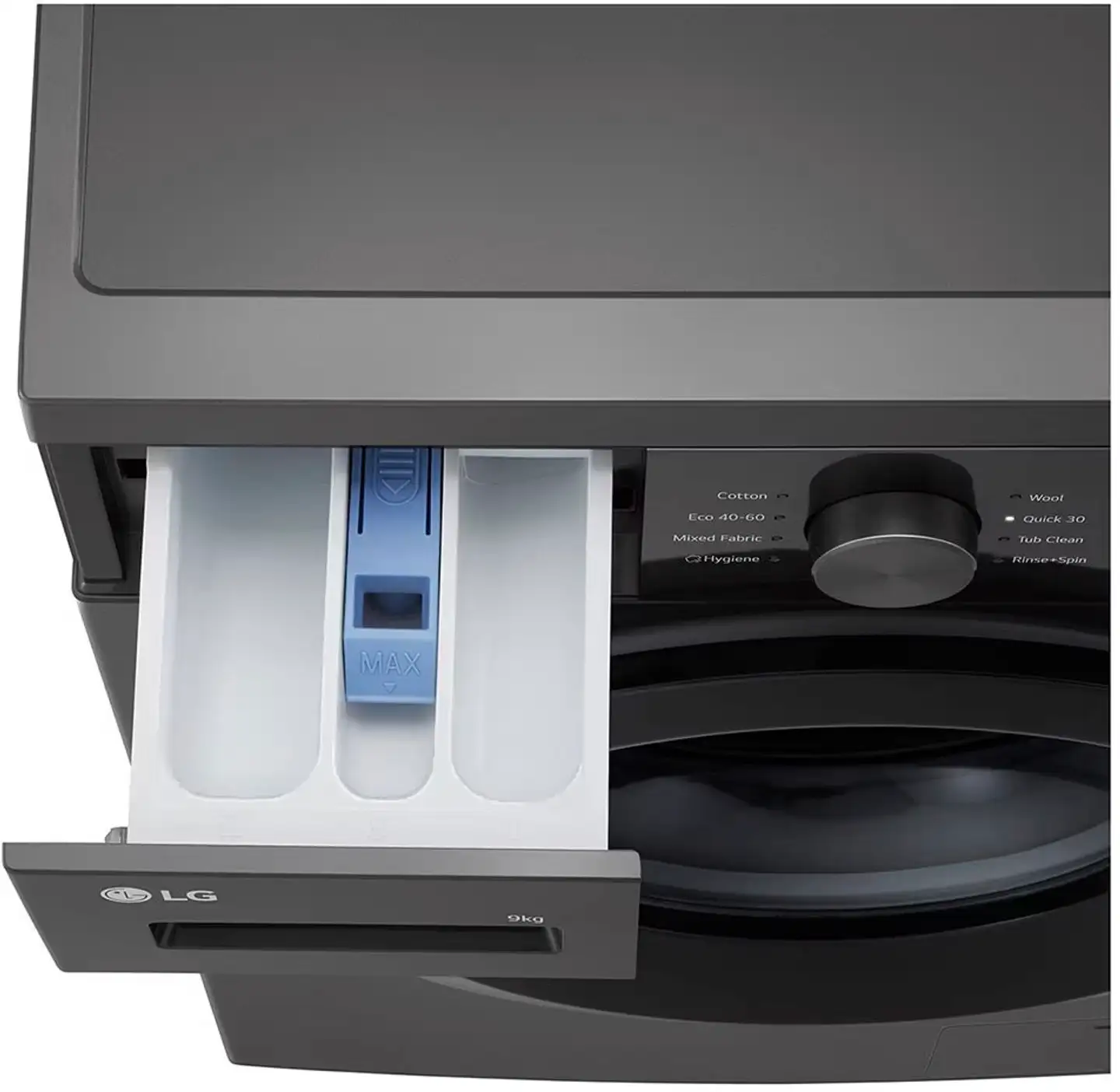 LG edestä täytettävä pyykinpesukone F4A1009NDK, 9kg, tumma harmaa - 3