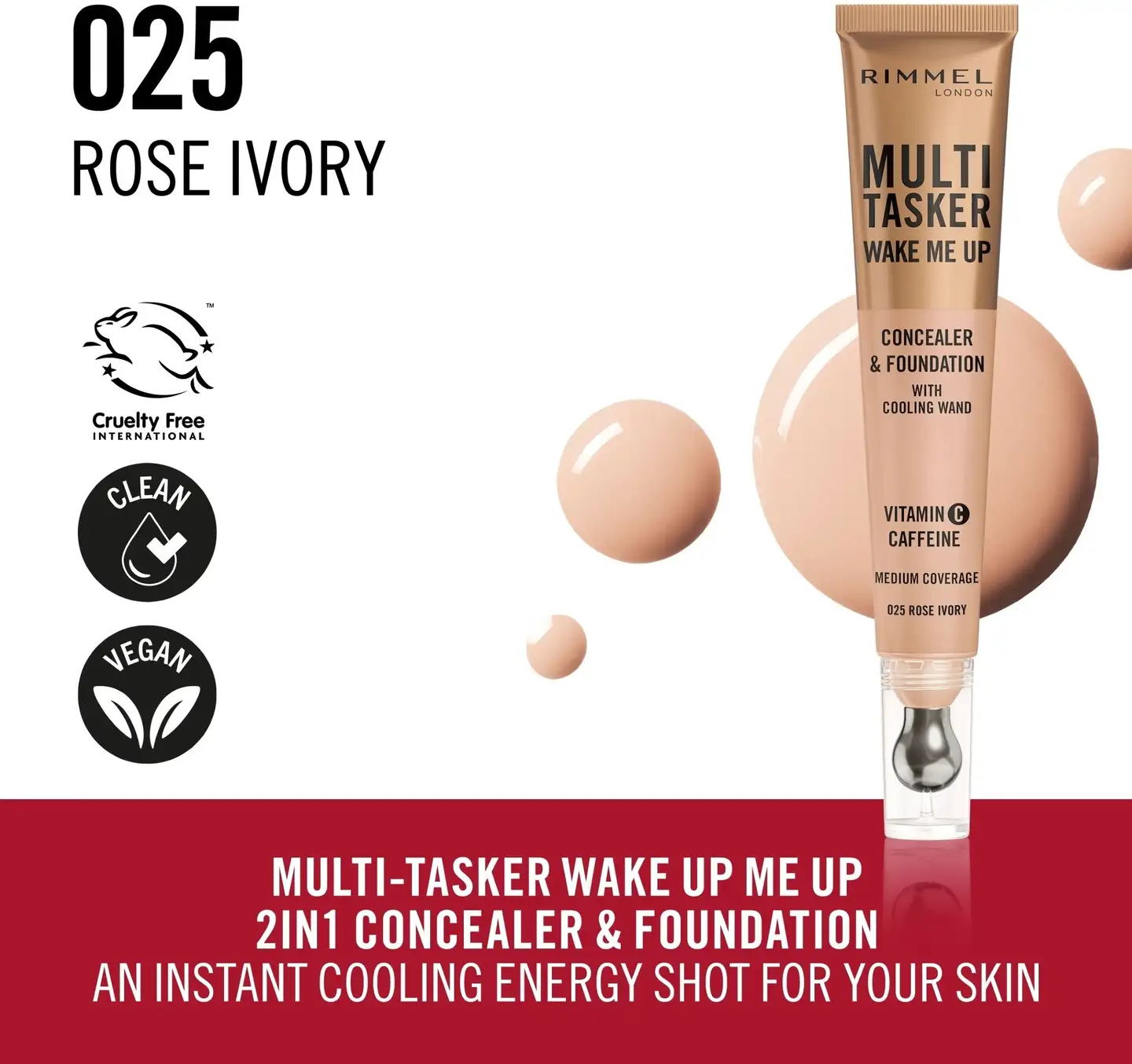 Rimmel Multi-Tasker Wake Me Up Concealer & Foundation 20 ml 040 Ivory peitevoide - Rose Ivory - 2