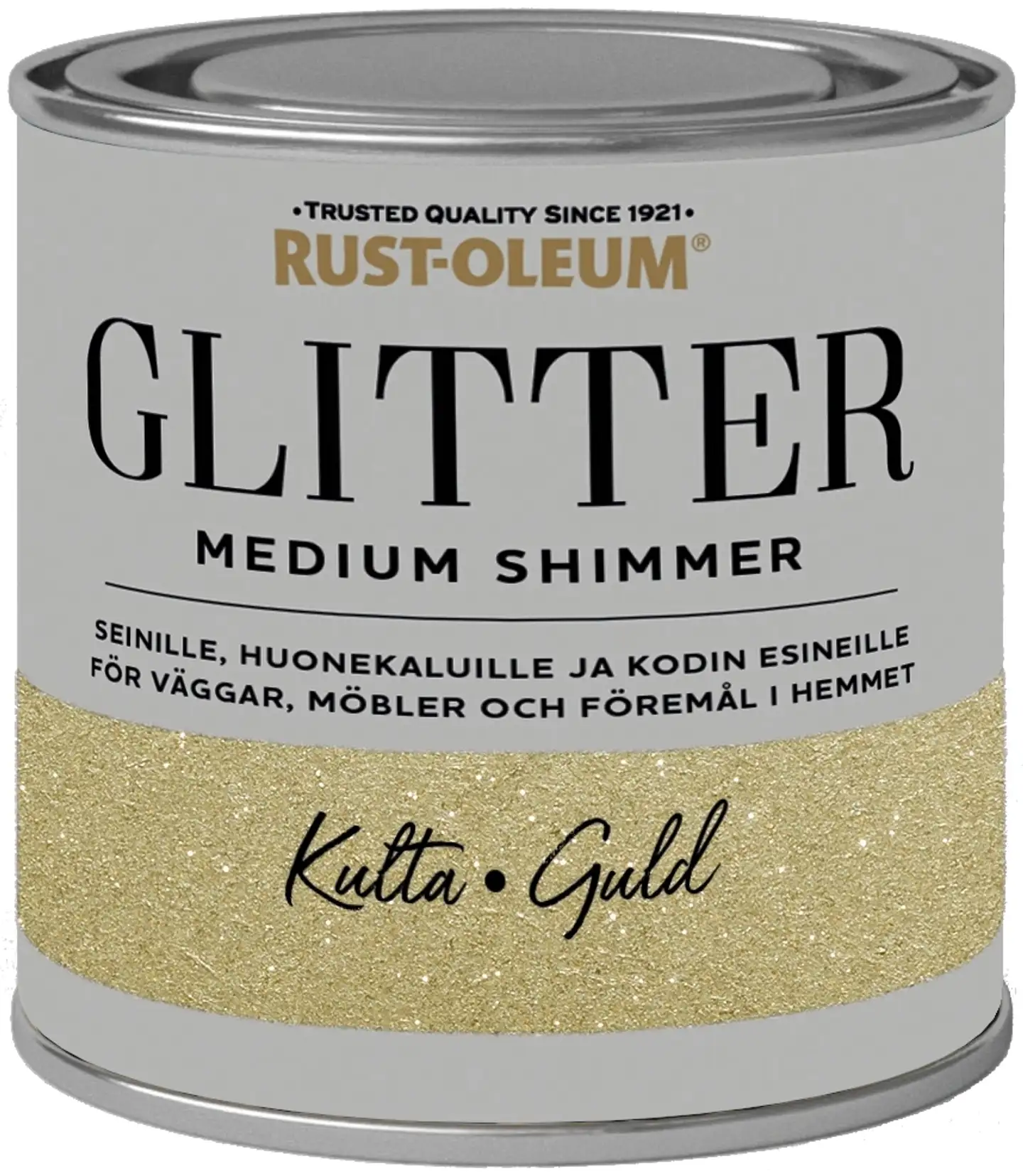 Rust-Oleum 250ml glitter-seinämaali vesiohenteinen kullanvärinen