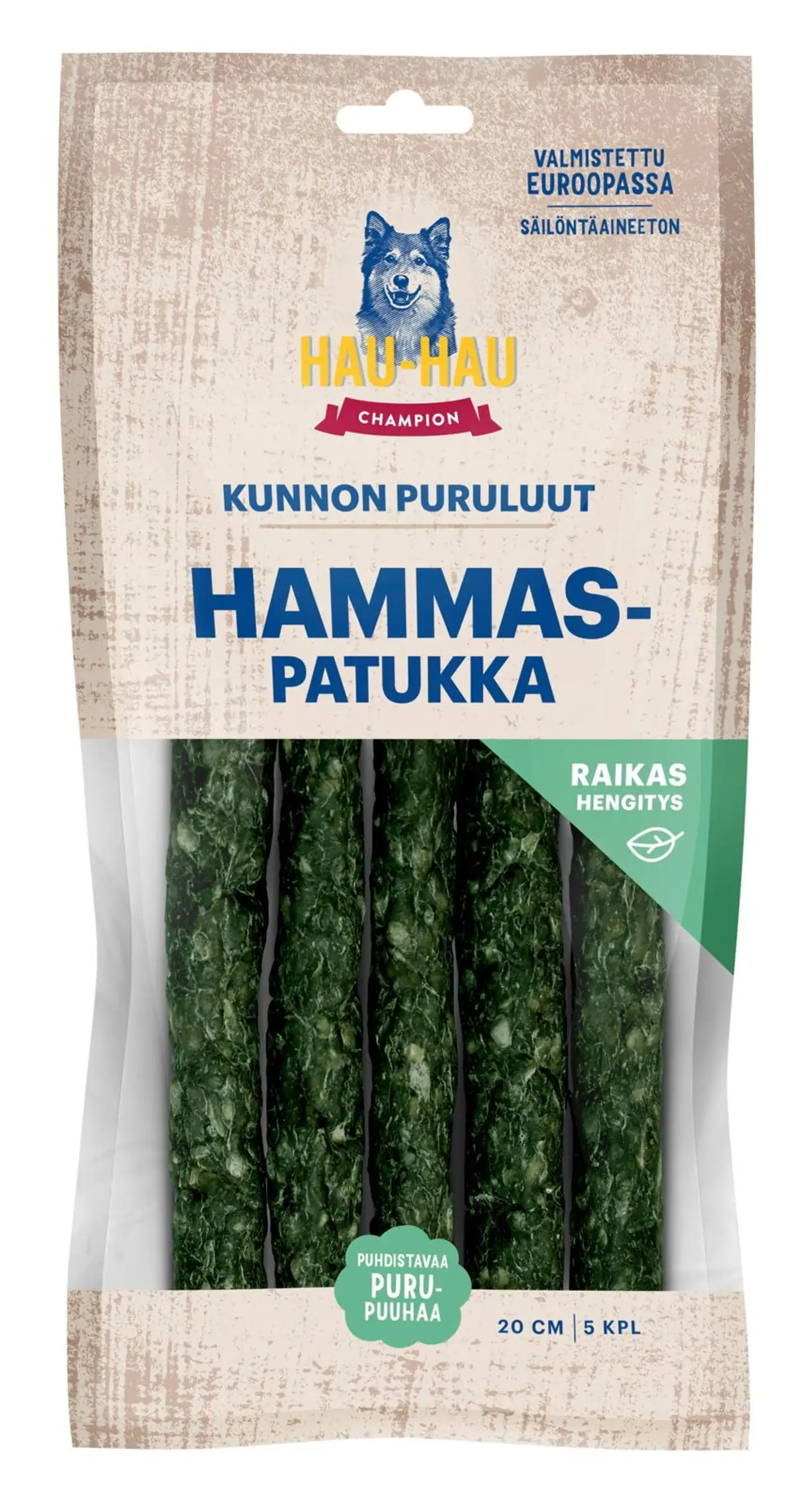 Hau-Hau Champion Kunnon puruluut Hammaspatukka 20 cm, 5 kpl, 230 g