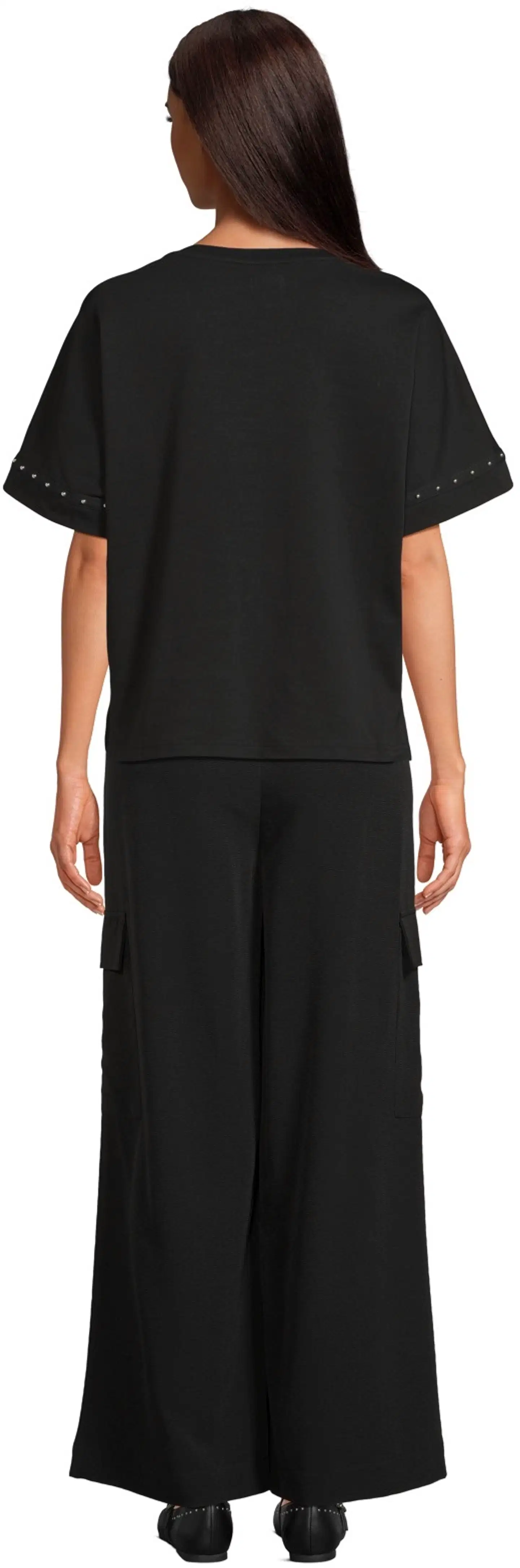 WKLY. naisten lyhythihainen trikoopusero studs-somisteet 213W312660 - Black - 3