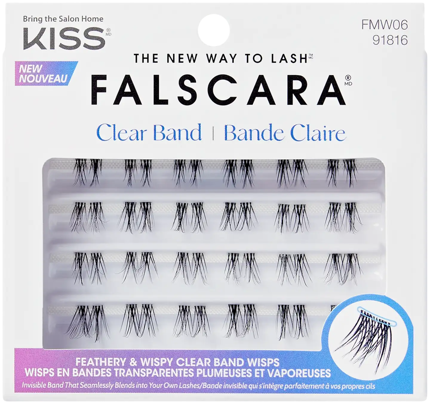 Kiss Falscara Eyelash - Wisp Clear band 24kpl