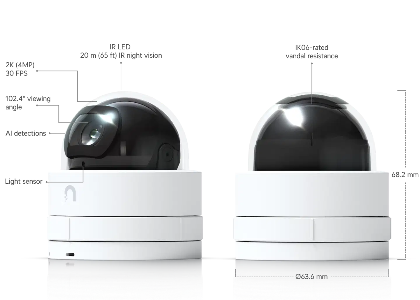 Ubiquiti kompakti 2K PoE -kupukamera IR-yönäöllä UVC-G5-Dome-Ultra - 16
