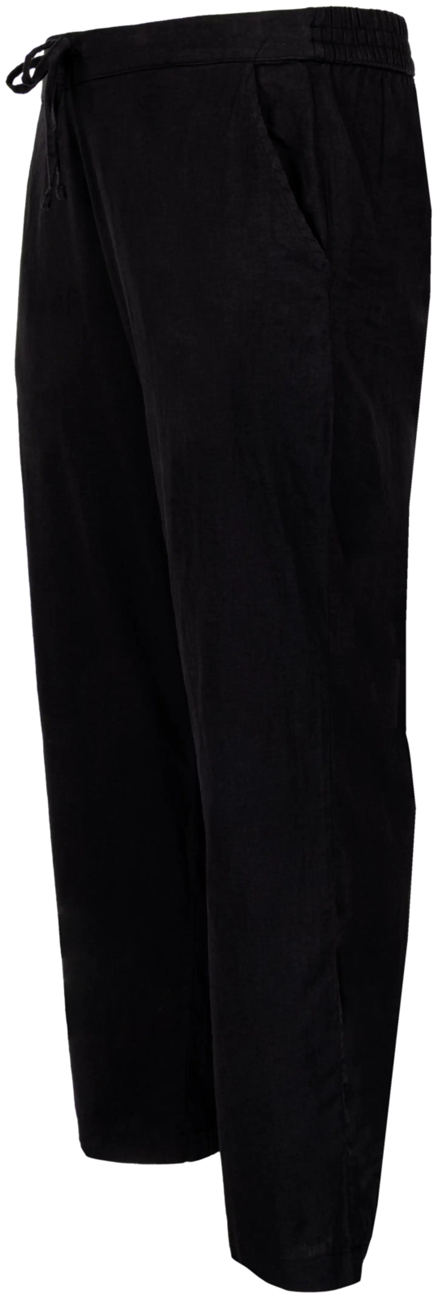 House naisten pellavasekoitehousut 222HP16332, D-mitoitus - Black linen - 2