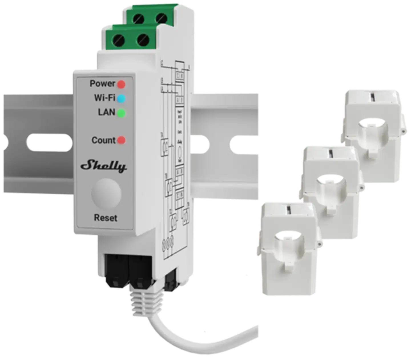 Shelly Pro 3EM 120A V2 - WiFi 3-vaiheinen energiamittari - 2