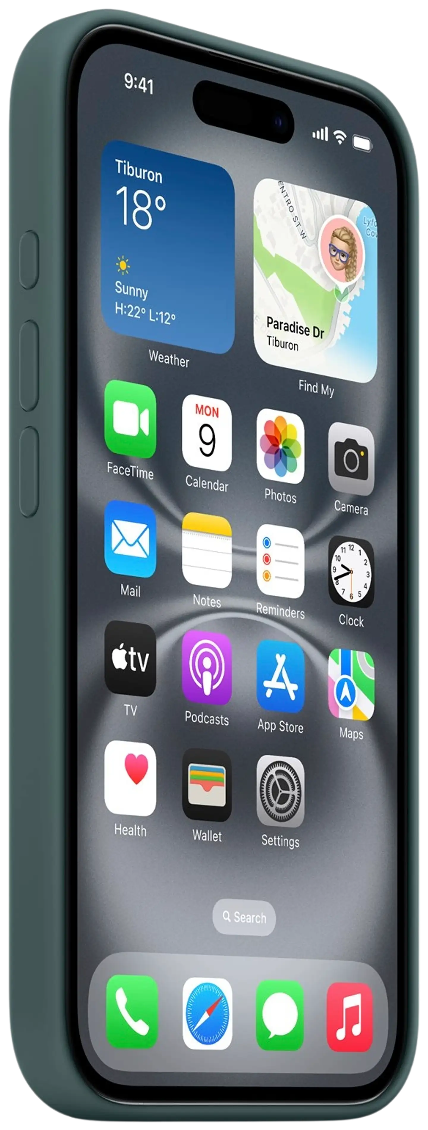 Apple iPhone 16 silikoni suojakuori  - Lake Green - 2