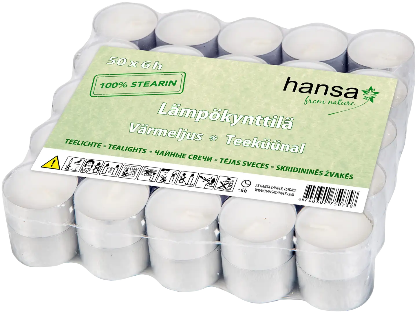 HANSA 6 t steariini lämpökynttilä 50kpl