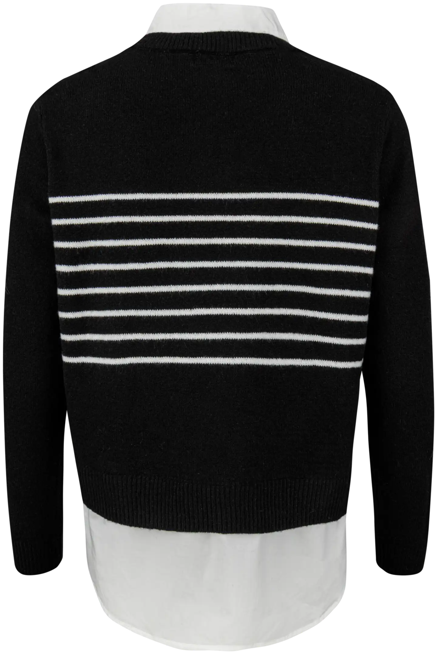 TEX naisten raidallinen kauluspaita-neule I997034 - BLACK 1 - 3