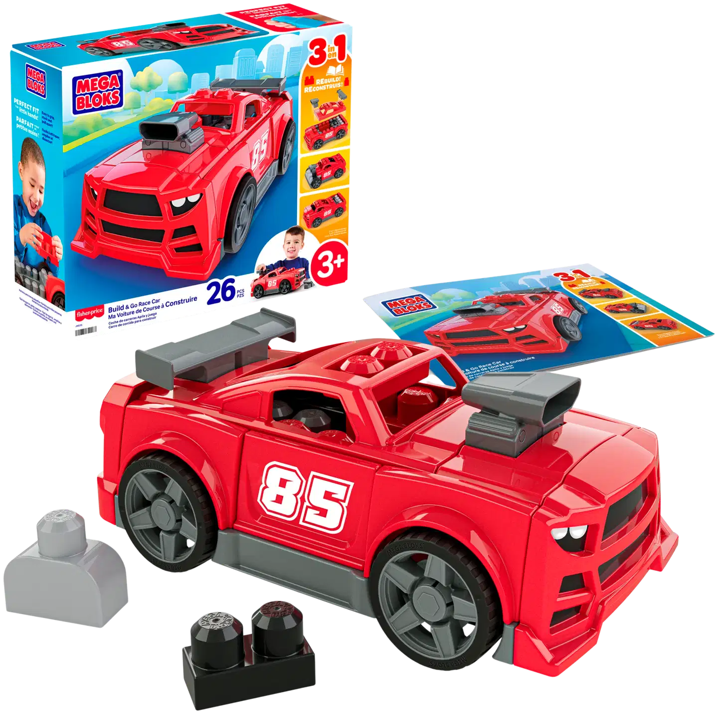 Mega Bloks Build & Go Race Car -rakennussetti - 1