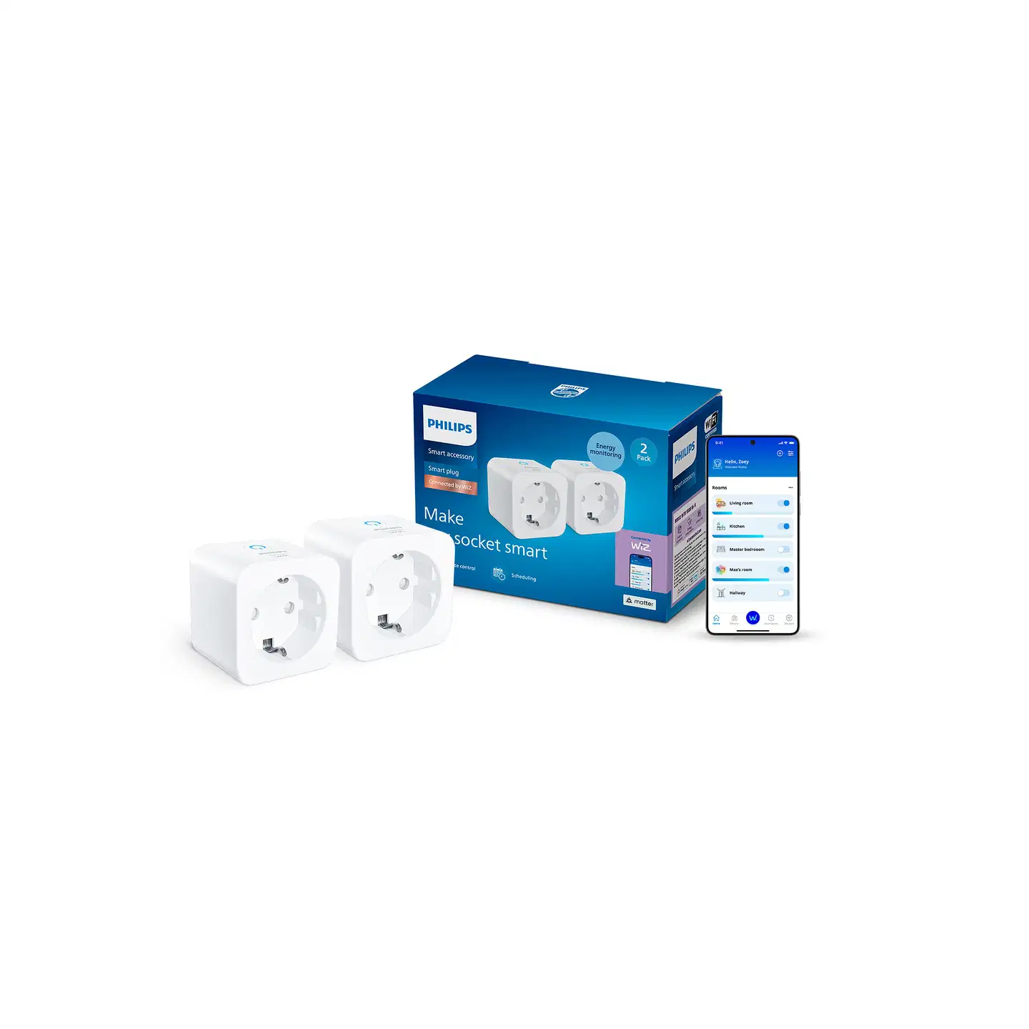 Philips Smart Lighting älypistorasia energiamittarilla Type-F 2 kpl valkoinen - 2