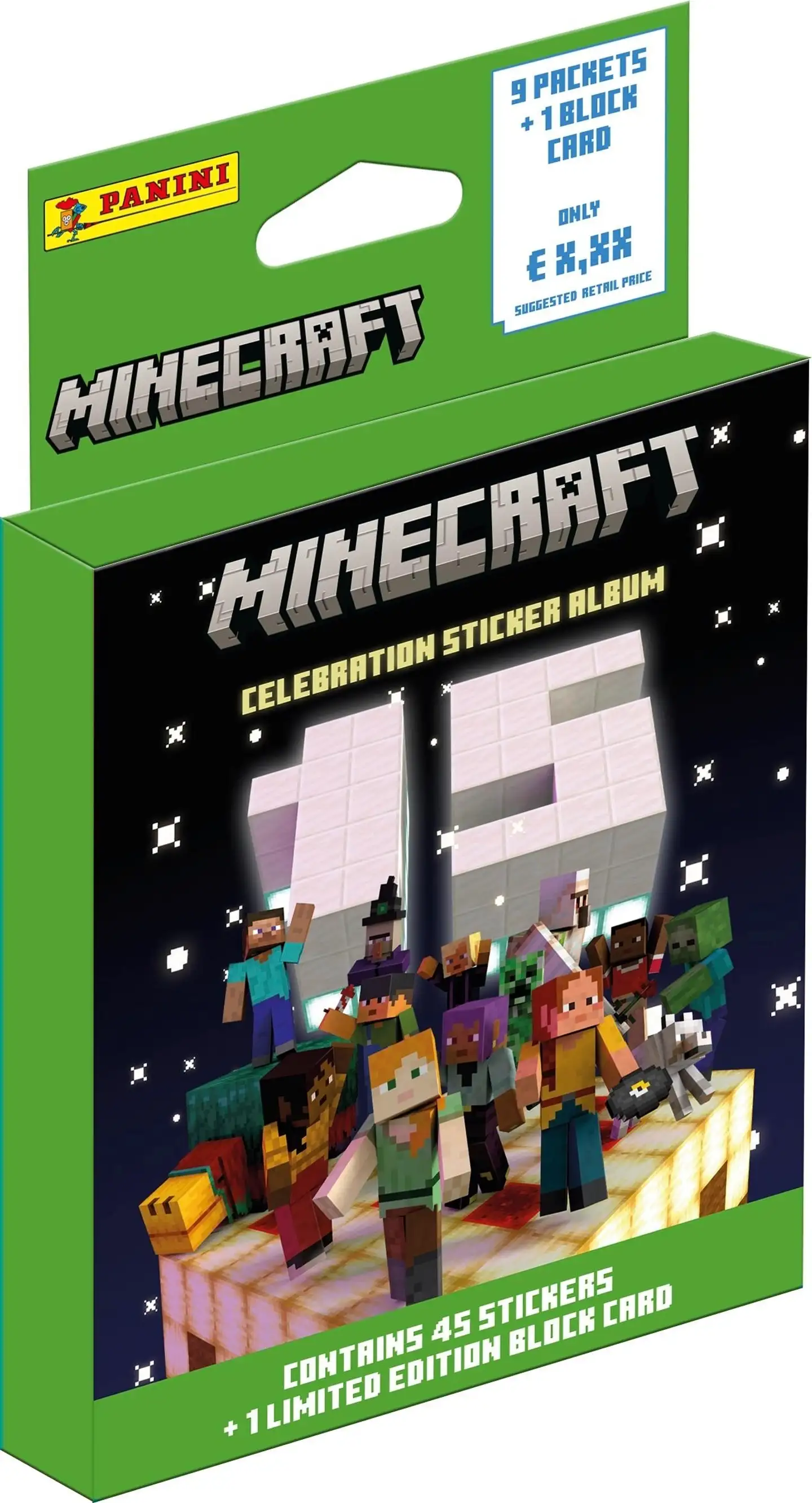 Minecraft Anniversary 2024 -9 tarrapaketin laatikko 2024 keräilytarrat