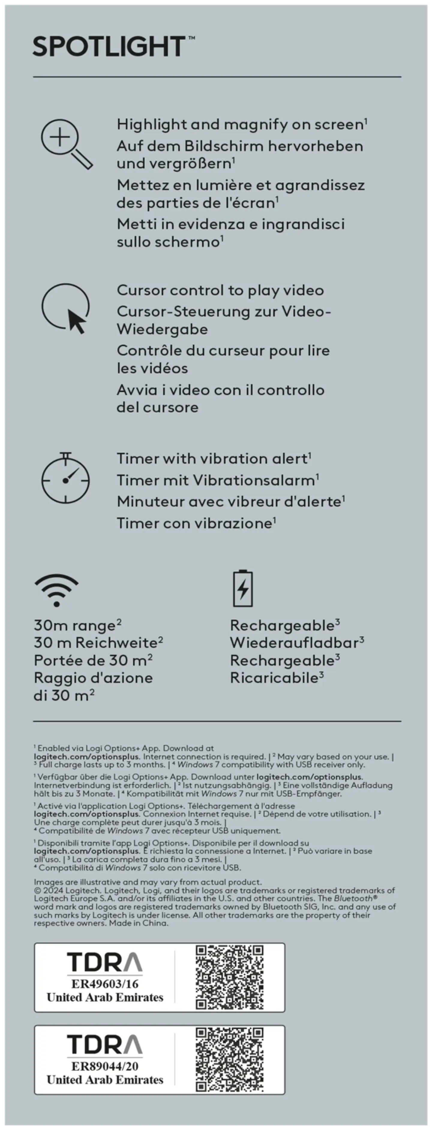 Logitech Spotlight Presentation Remote - harmaa - 4