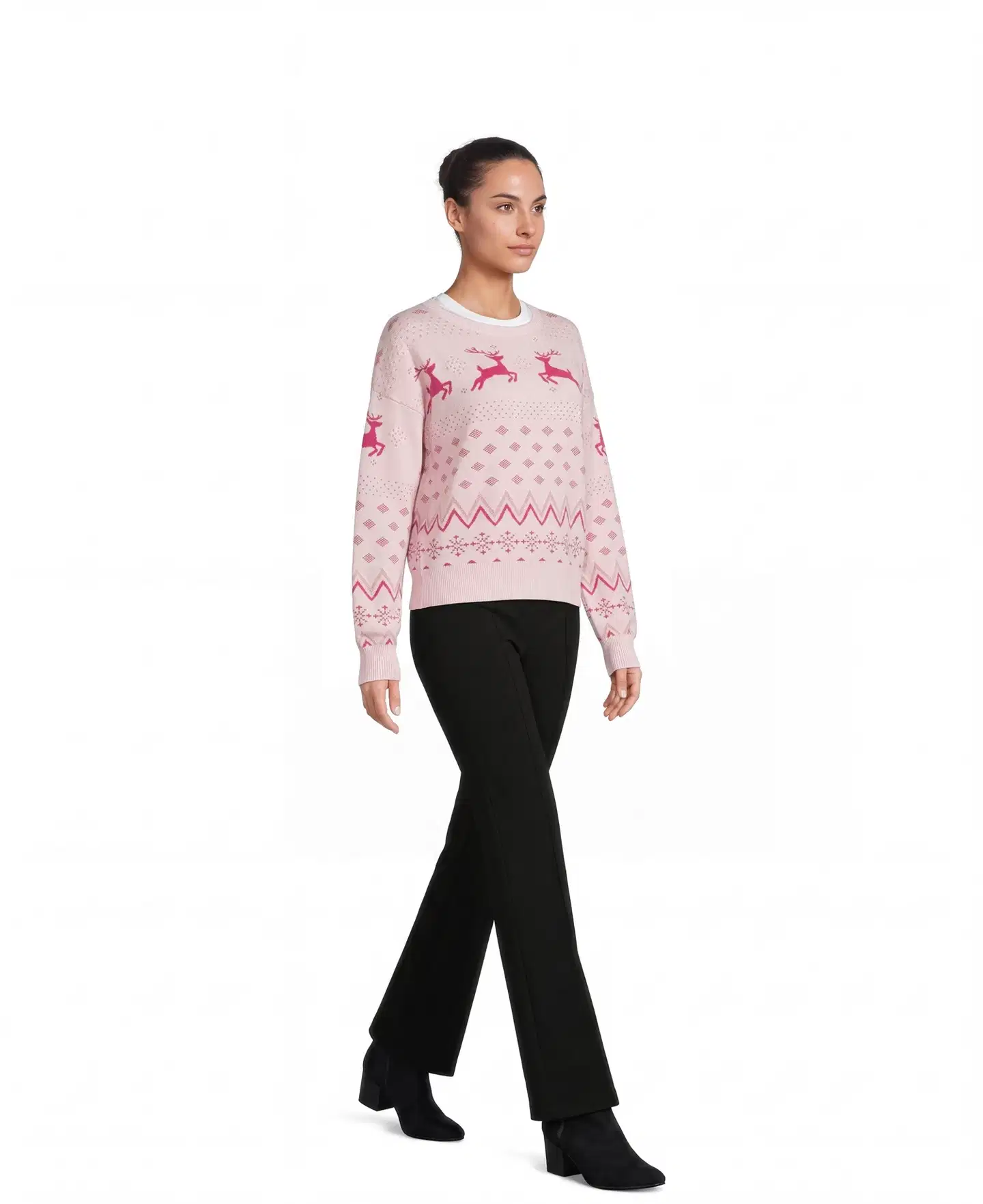 House naisten jouluneule jacquard 213HX42268 - Pink - 3
