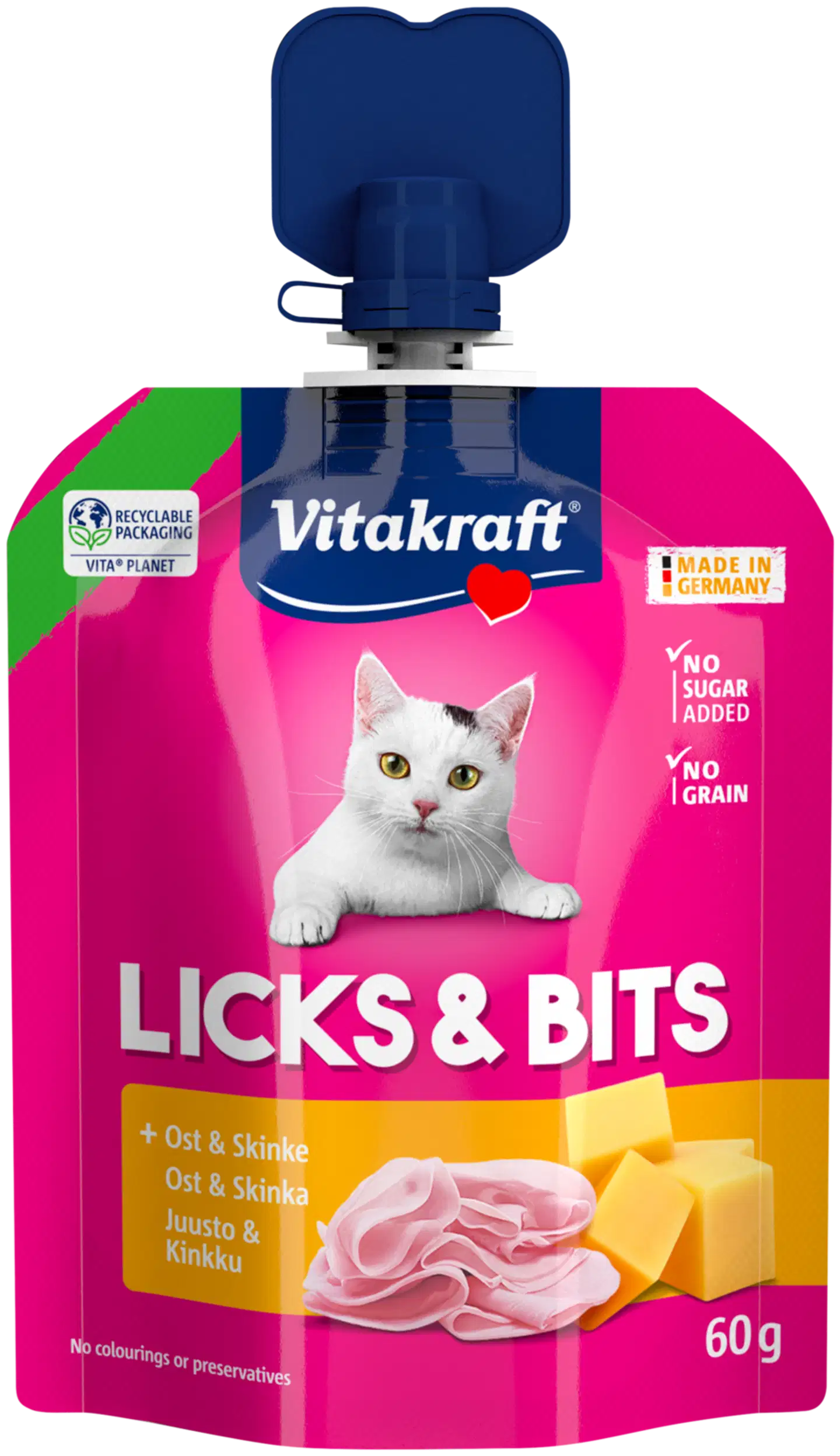 Vitakraft Licks & Bits kissan makupala juusto & kinkku 60g