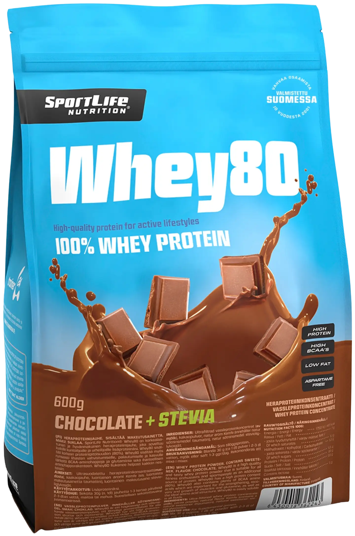 SportLife Nutrition Whey80 600g suklaa heraproteiinijauhe