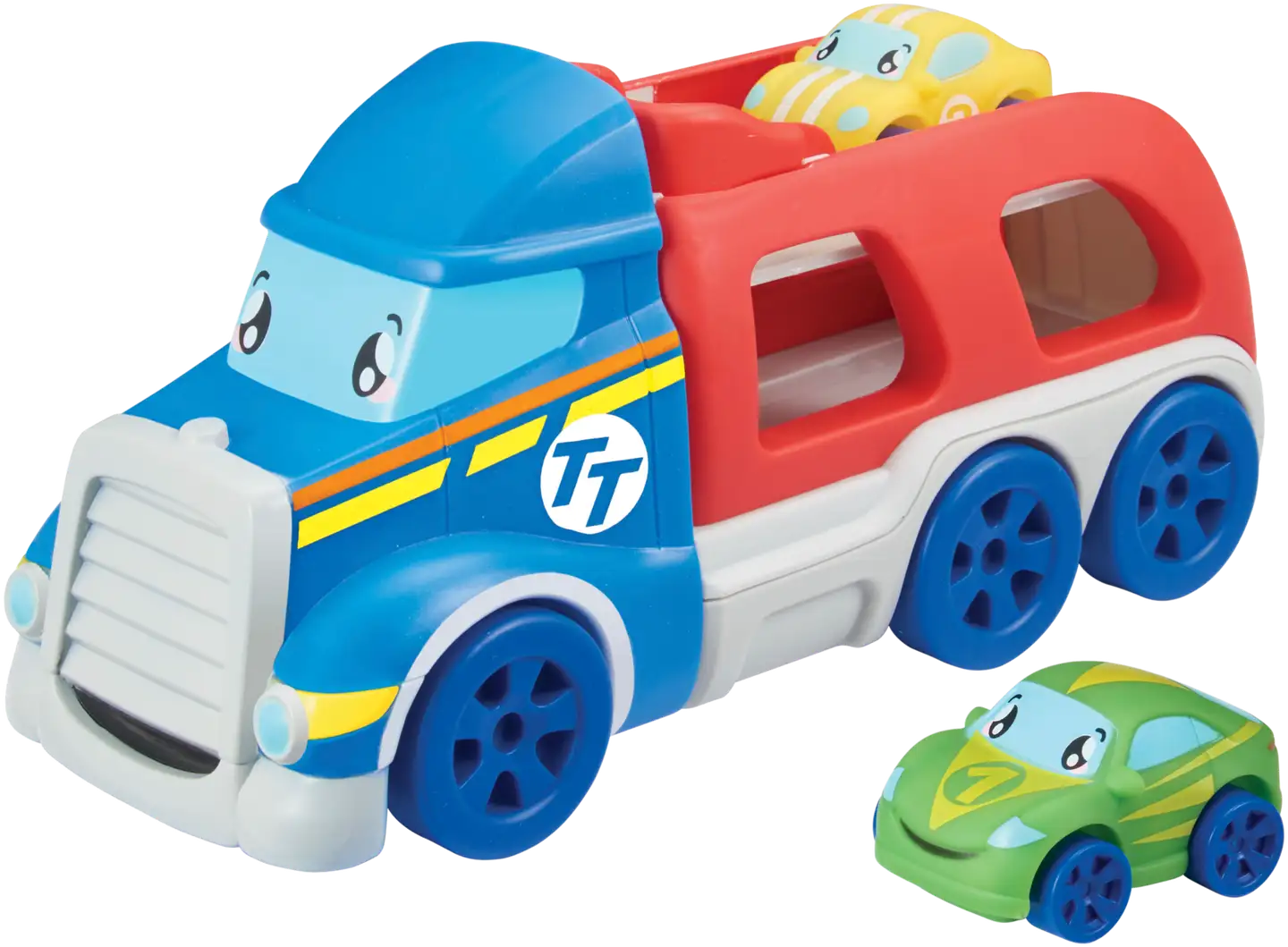 Tiny Teamsterz lelu Transporter ja kaksi pikkuautoa - 1