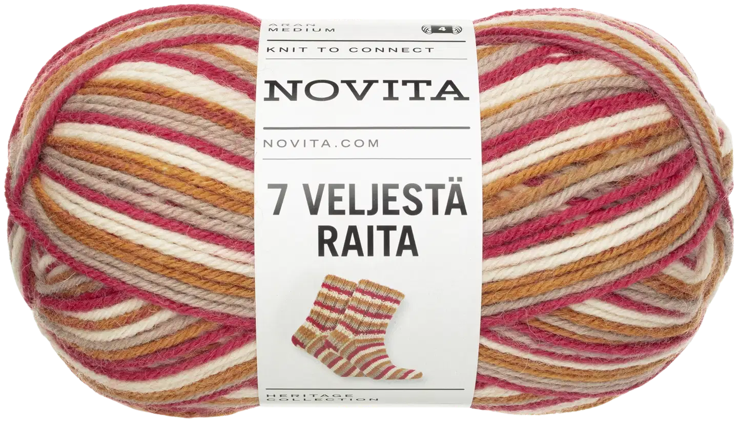 Novita lanka 7 Veljestä Raita 100g myrskyaamu 983 - 1